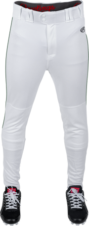 Rawlings Adult Launch Piped Pro Taper Fit Pant  - Small - White/Dark Green