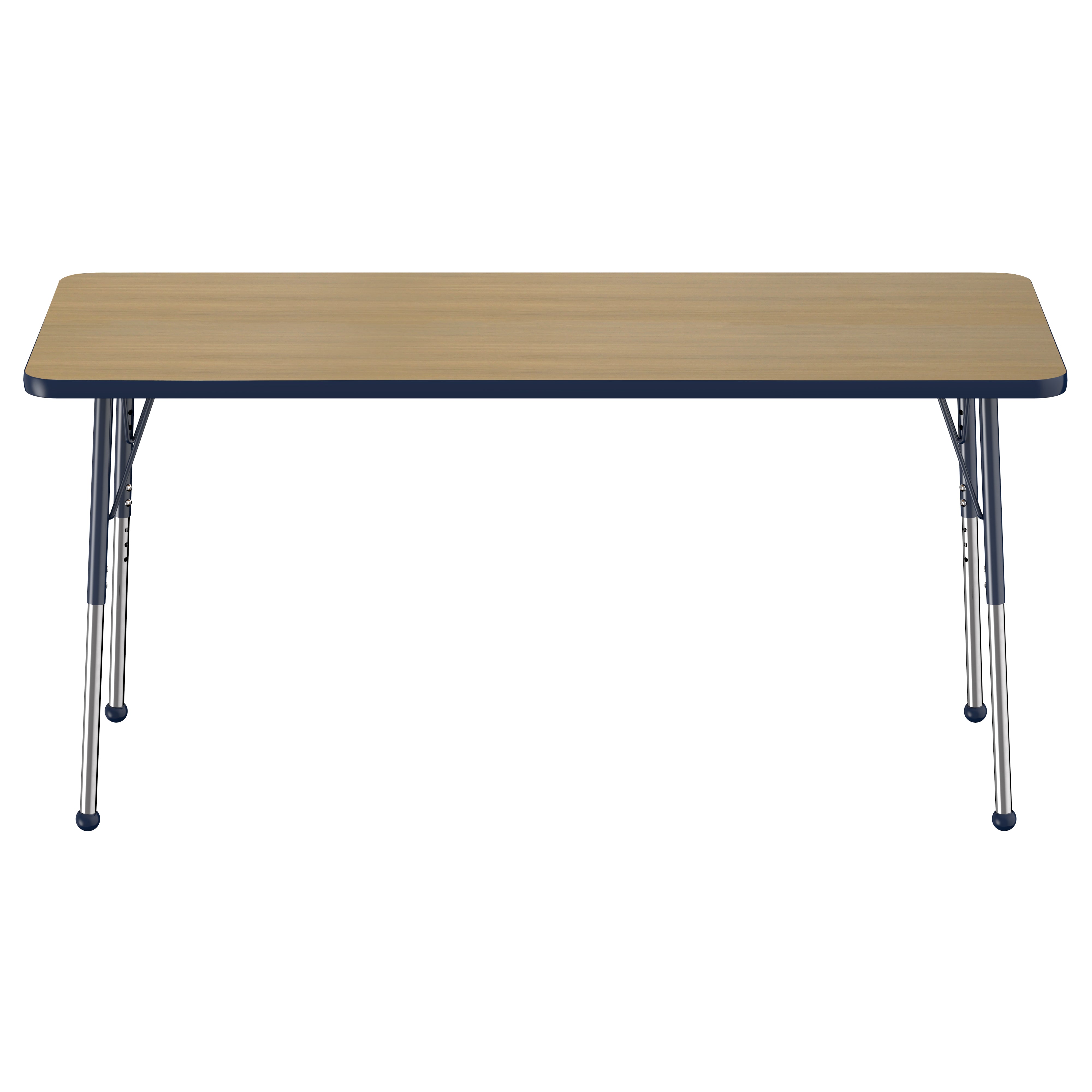 24" x 60" Rectangle Thermofused Activity Table with Adjustable Standard Ball Glide Legs - Pasadena Oak/Navy