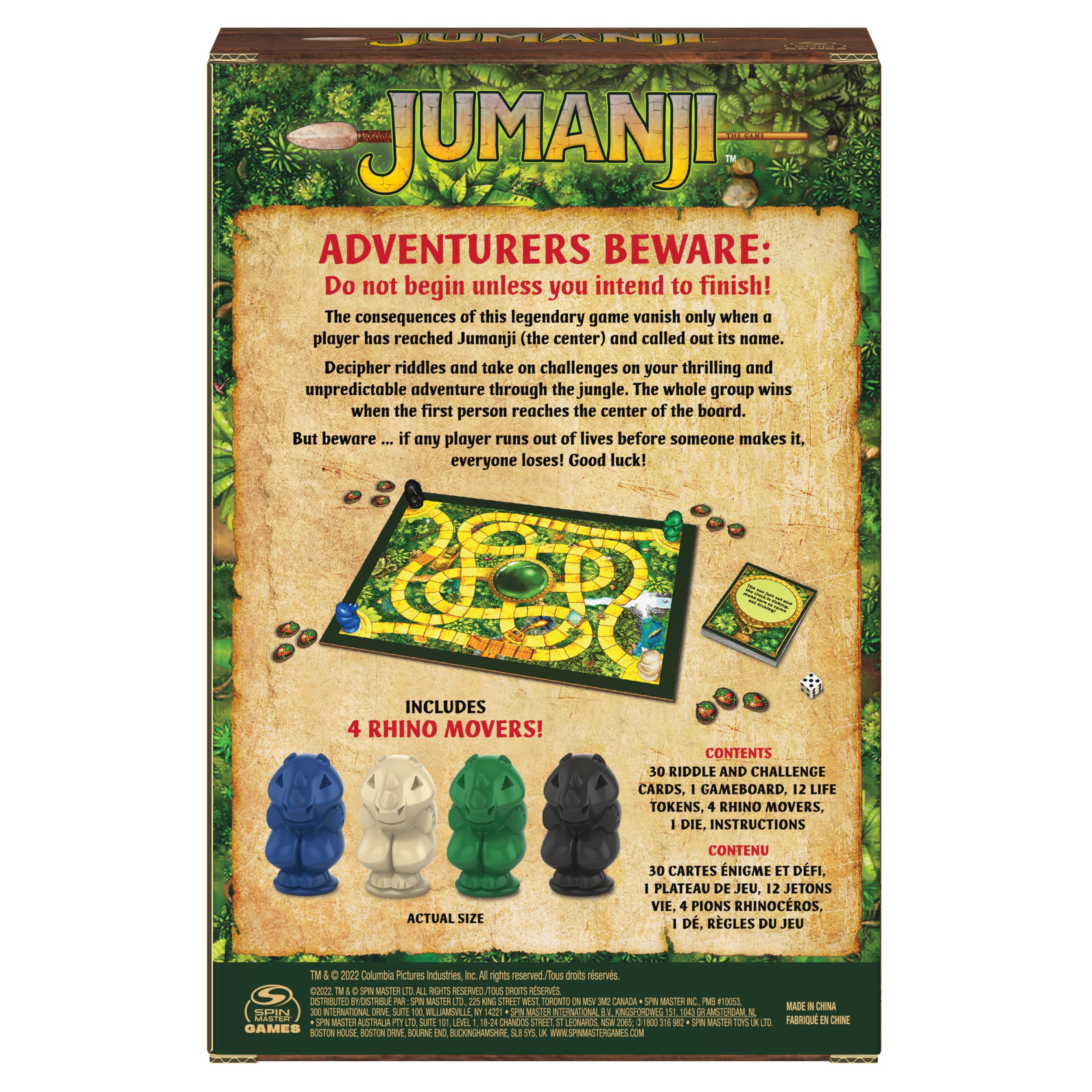 Jumanji, Ready to Roll Fast-Paced 2-4 Player Board Game by Spin Master Games, for Family Game Night Based on the Film, for Adults & Kids Ages 8 and up