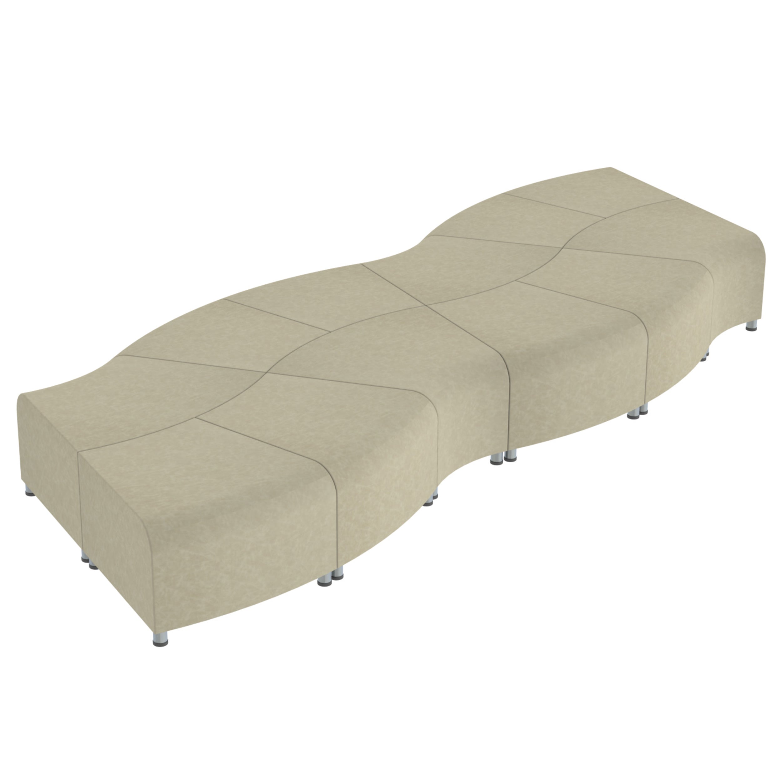 Pro Series Rustic Connect Edged Crest Backless Seating, 12-Piece Set - Almond
