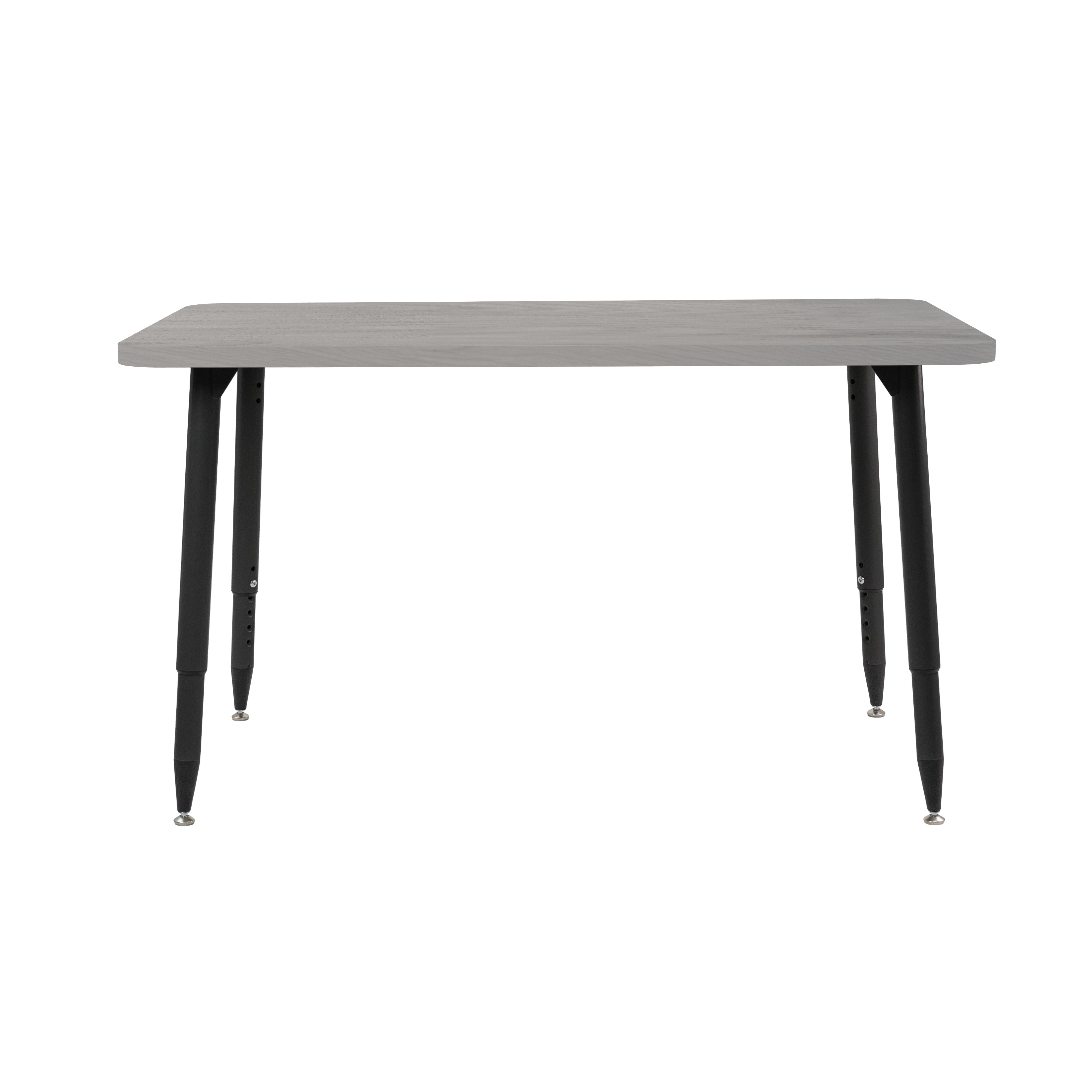 Adapte 30" x 48" Rectangle Woodgrain Activity Table with Adjustable Tapered Legs - Light Gray Wood/Black
