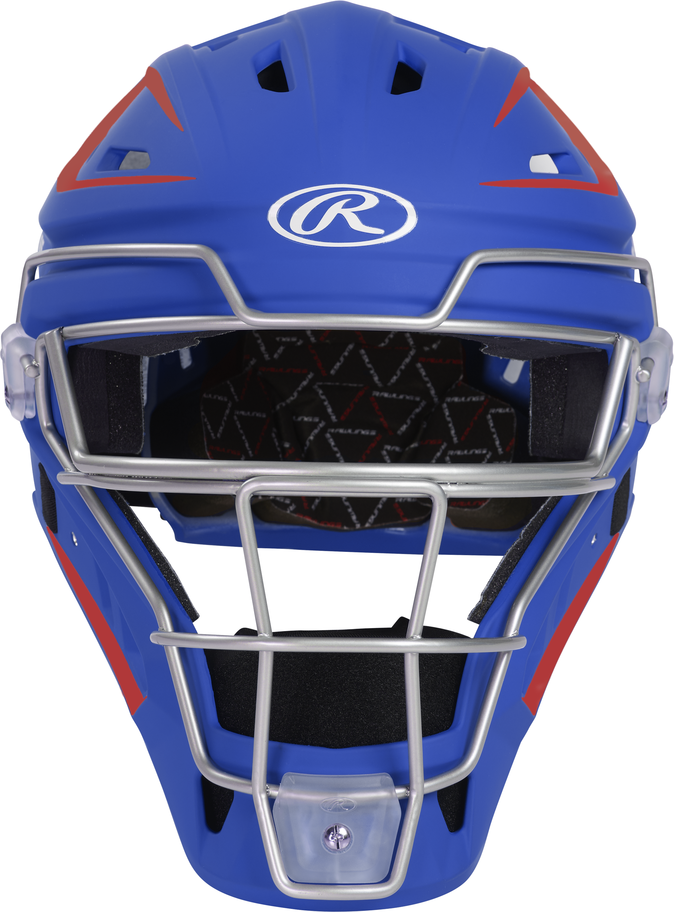 Rawlings Velo 2.0 Matte Senior Catchers Helmet - Royal/Scarlet