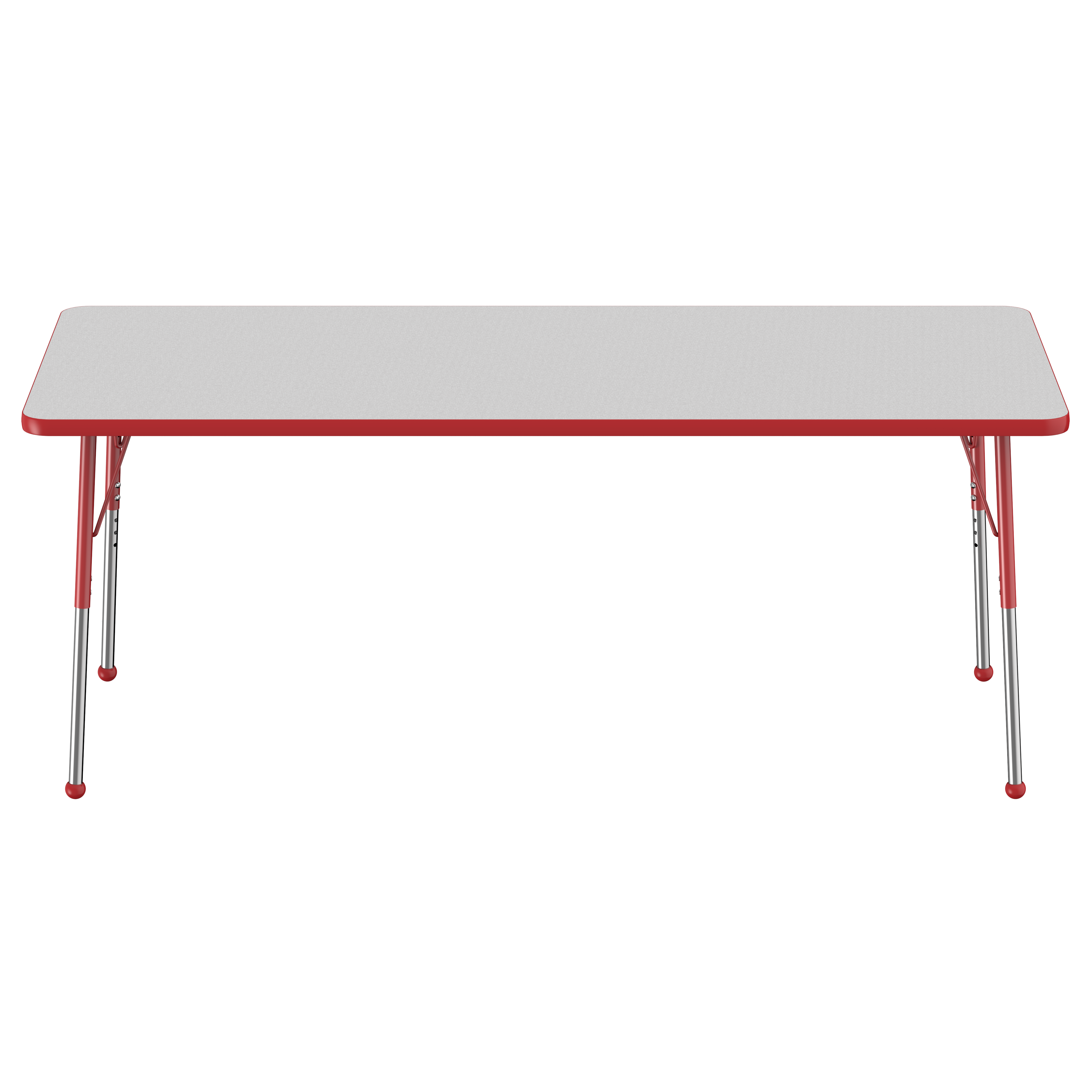 30" x 72" Rectangle T-Molding Activity Table with Adjustable Standard Ball Glide Legs - Gray/Red