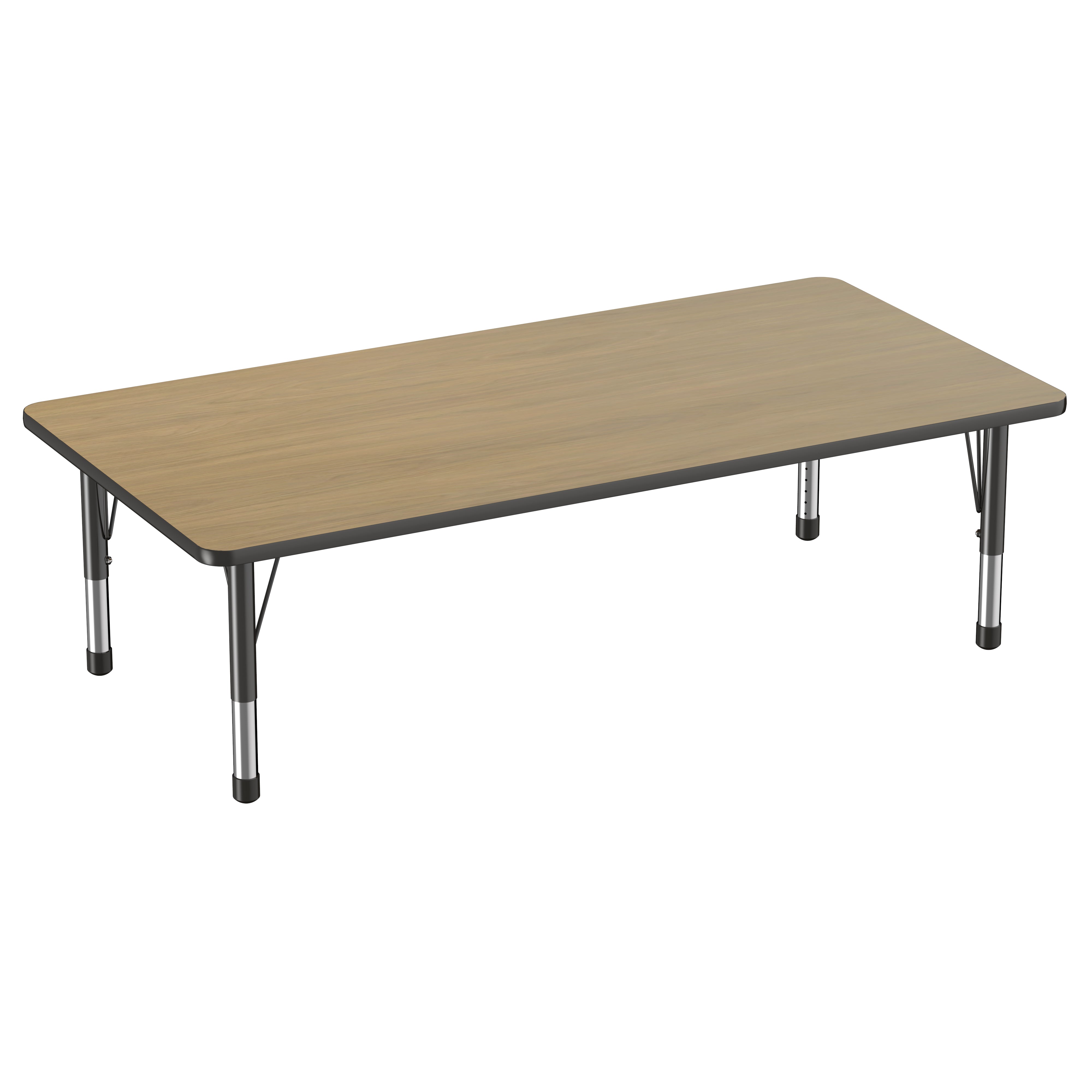 36" x 72" Rectangle T-Molding Activity Table with Adjustable Chunky Legs - Pasadena Oak/Black
