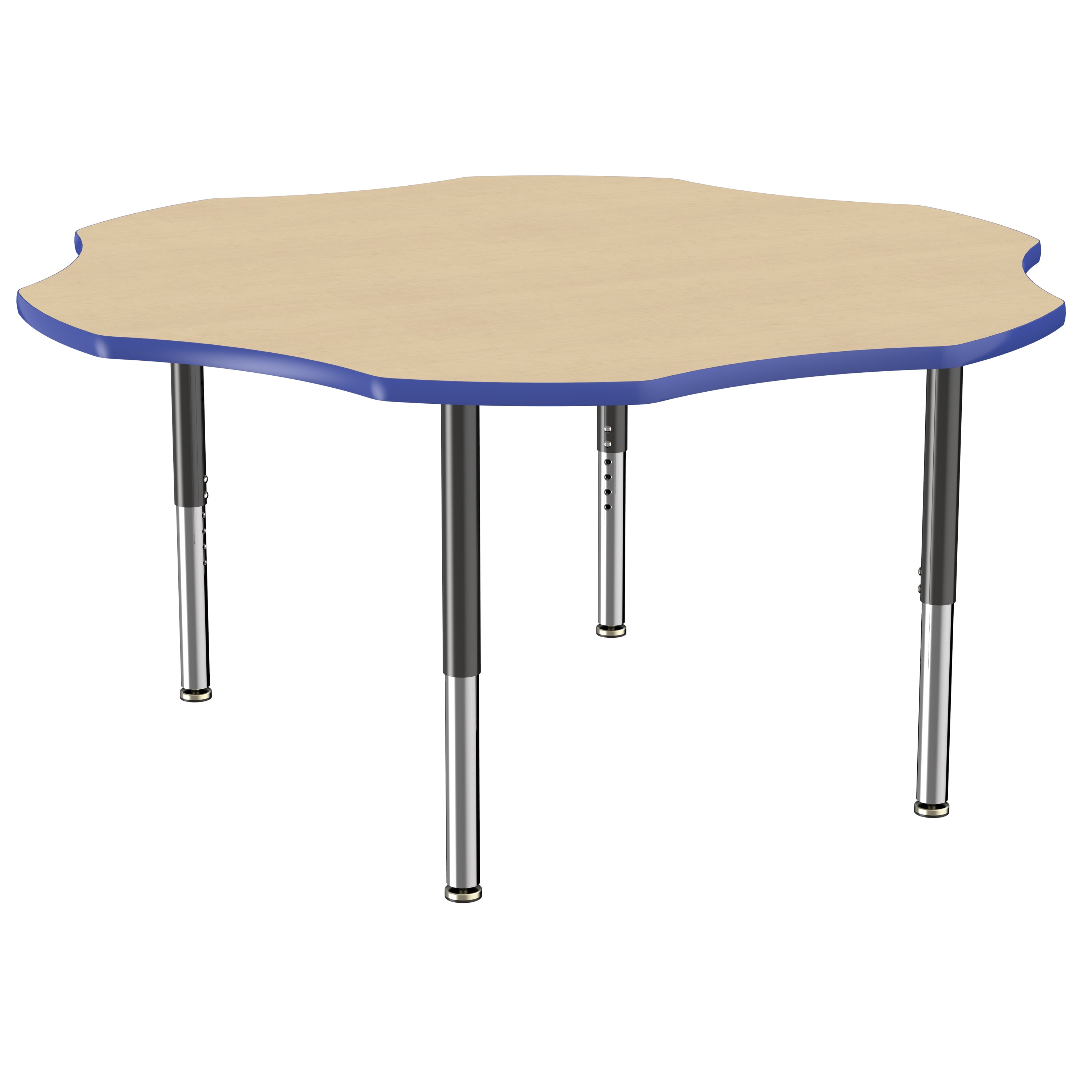 60" x 60" Flower T-Molding Activity Table with Adjustable Super Legs - Maple/Blue/Black
