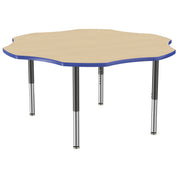 60" x 60" Flower T-Molding Activity Table with Adjustable Super Legs - Maple/Blue/Black