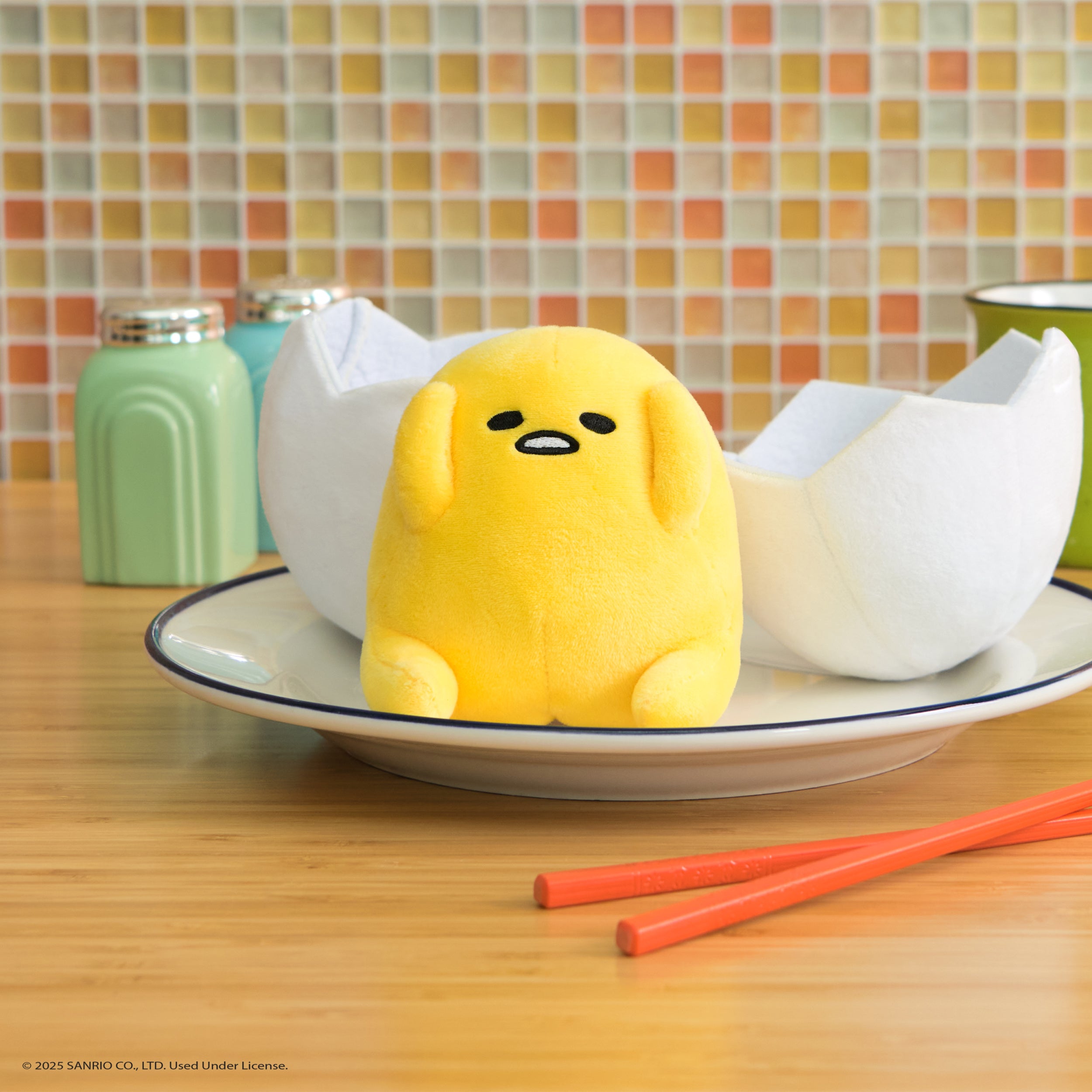 GUND Sanrio Gudetama The Lazy Egg Stuffed Animal, Gudetama in Eggshell Plush Toy for Ages 1 and Up, 5”