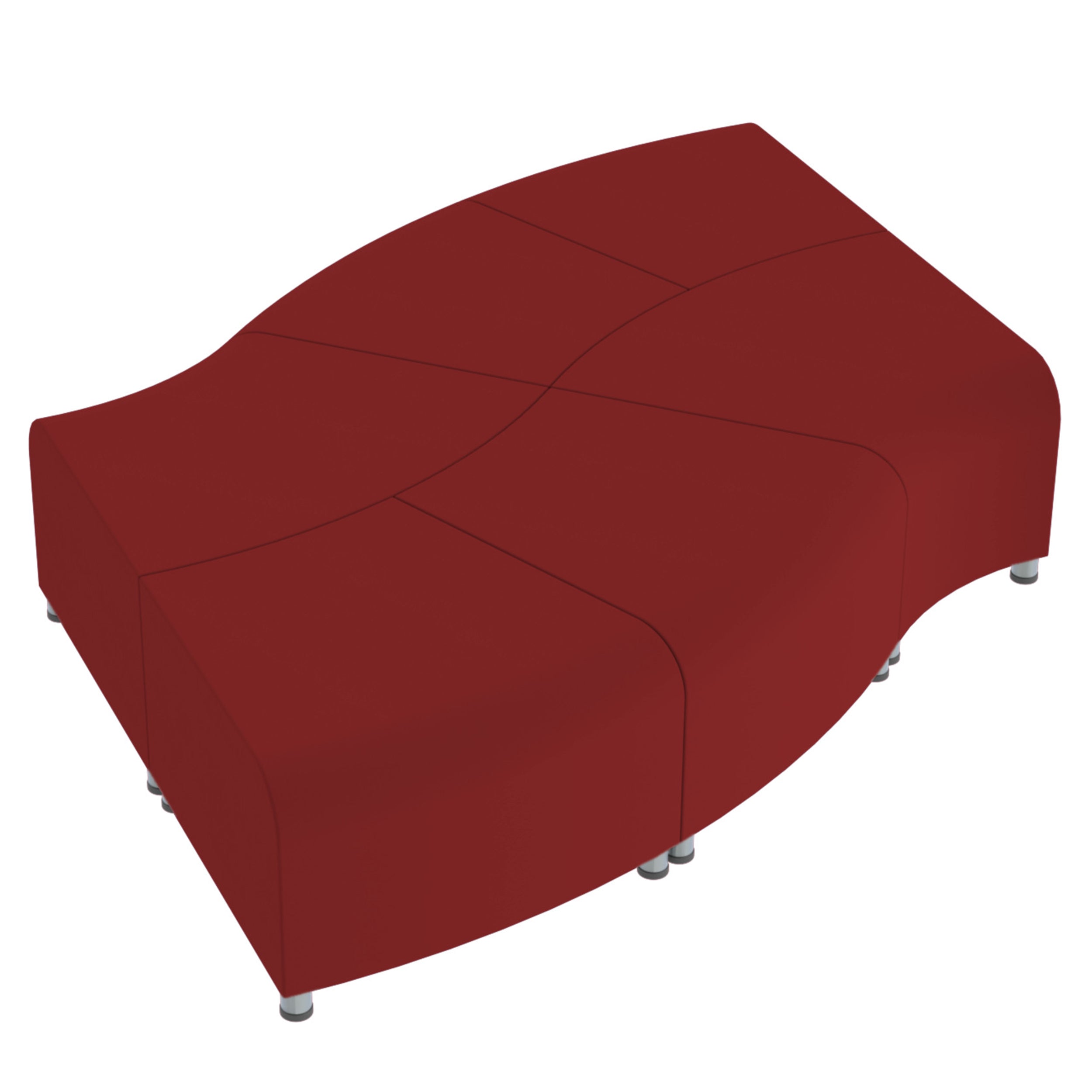 Pro Series Connect Edged Ripple Backless Seating, 6-Piece Set - Crimson