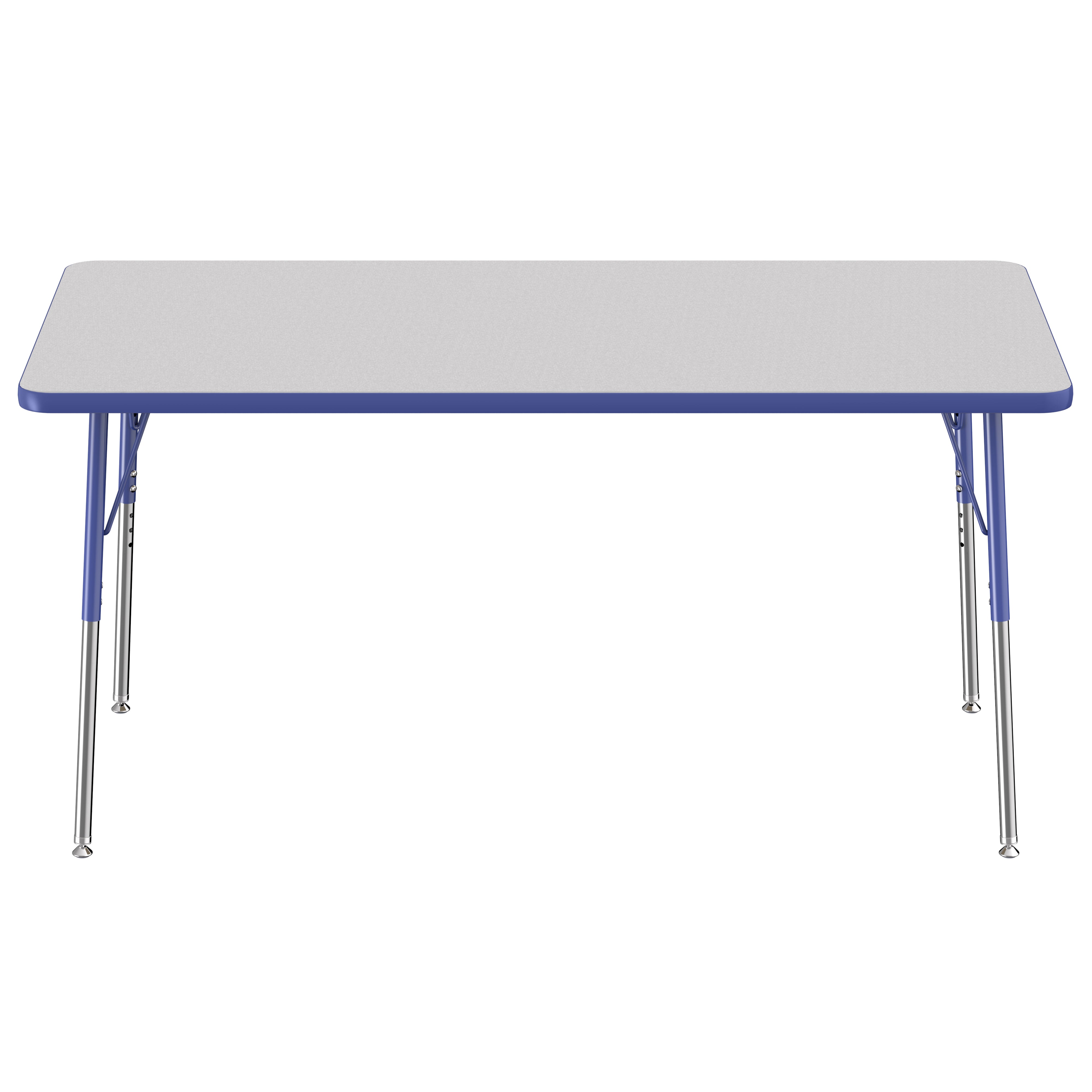 30" x 60" Rectangle Thermofused Activity Table with Adjustable Standard Swivel Glide Legs - Gray/Blue