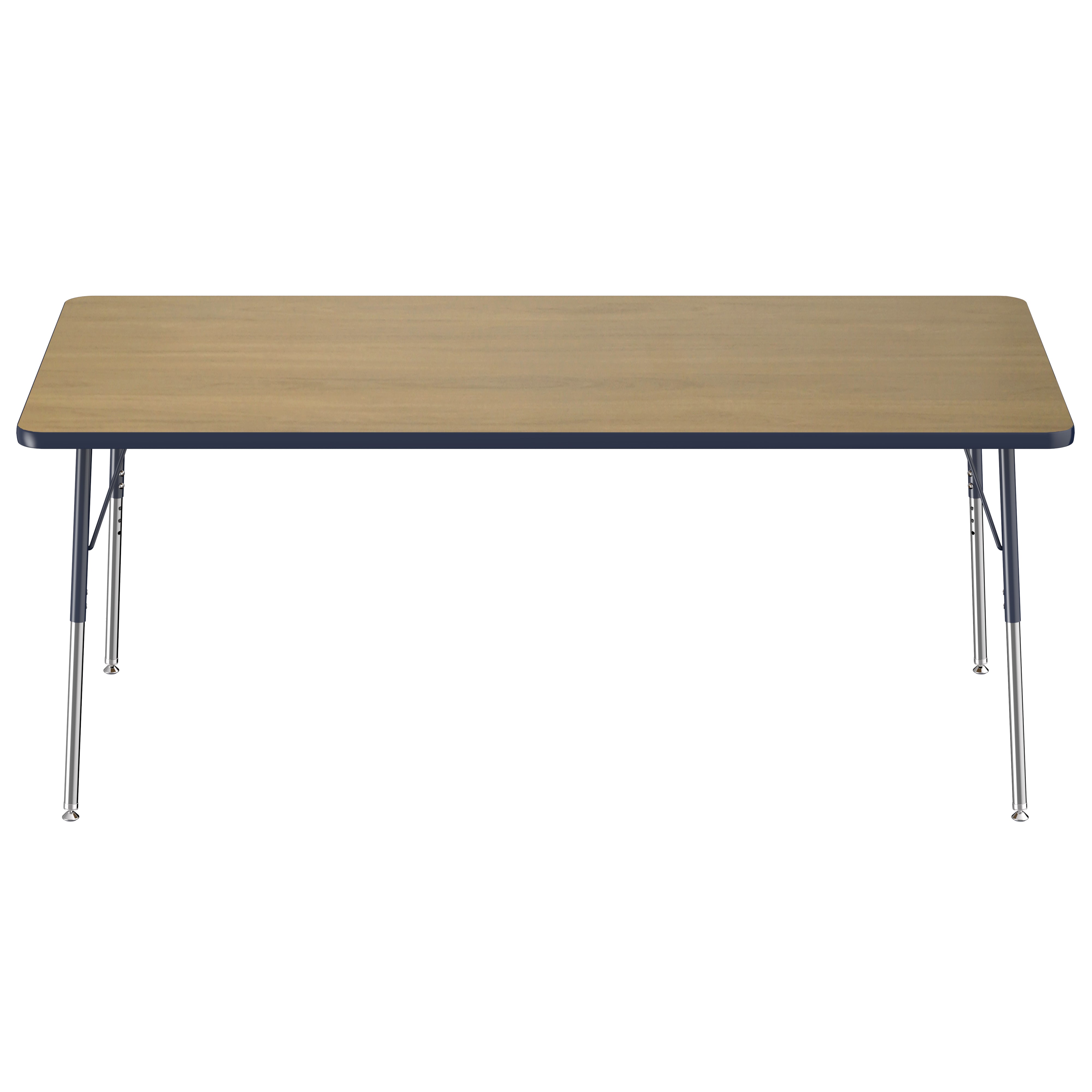 36" x 72" Rectangle T-Molding Activity Table with Adjustable Standard Swivel Glide Legs - Pasadena Oak/Navy