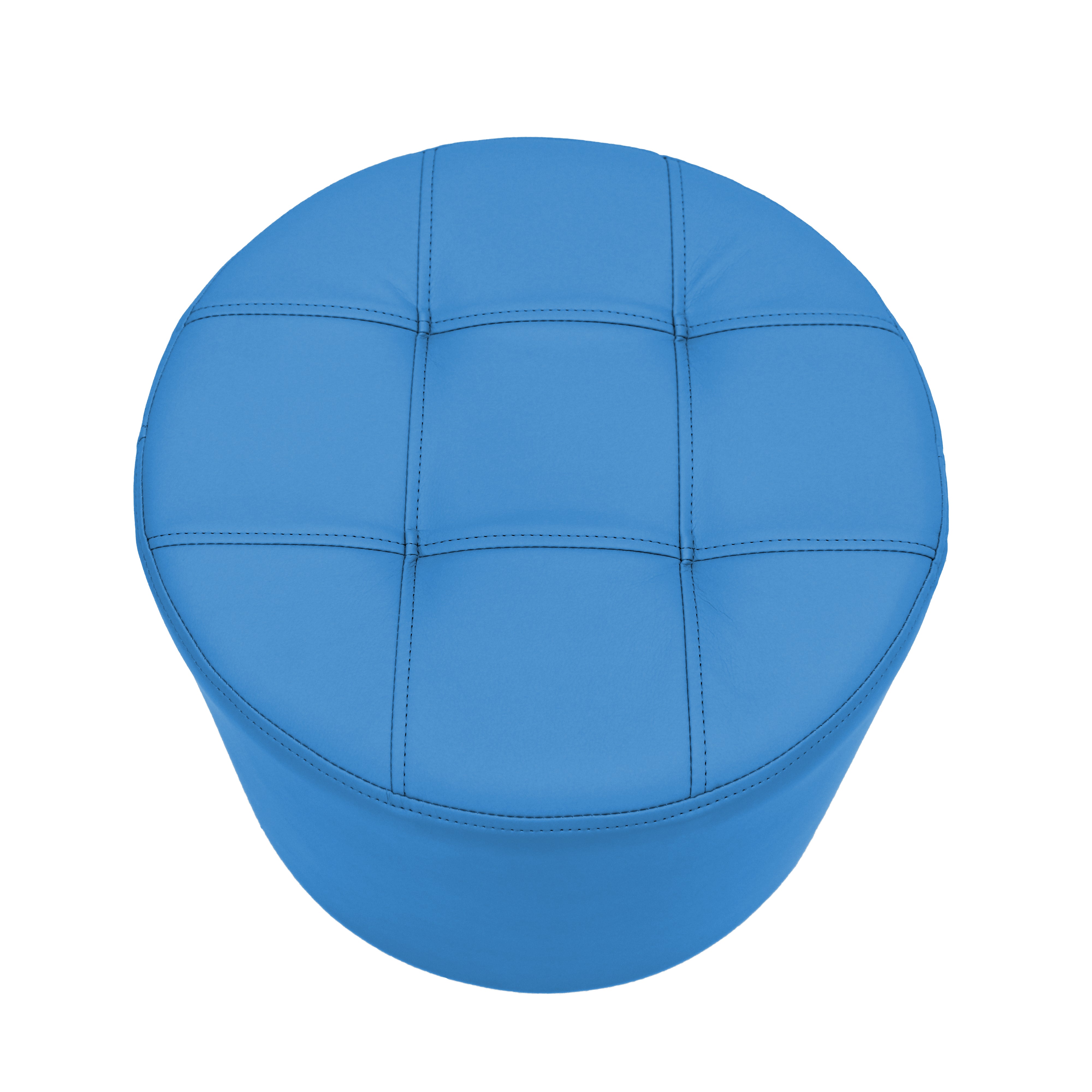 Tufted Round Ottoman 16" Height - French Blue