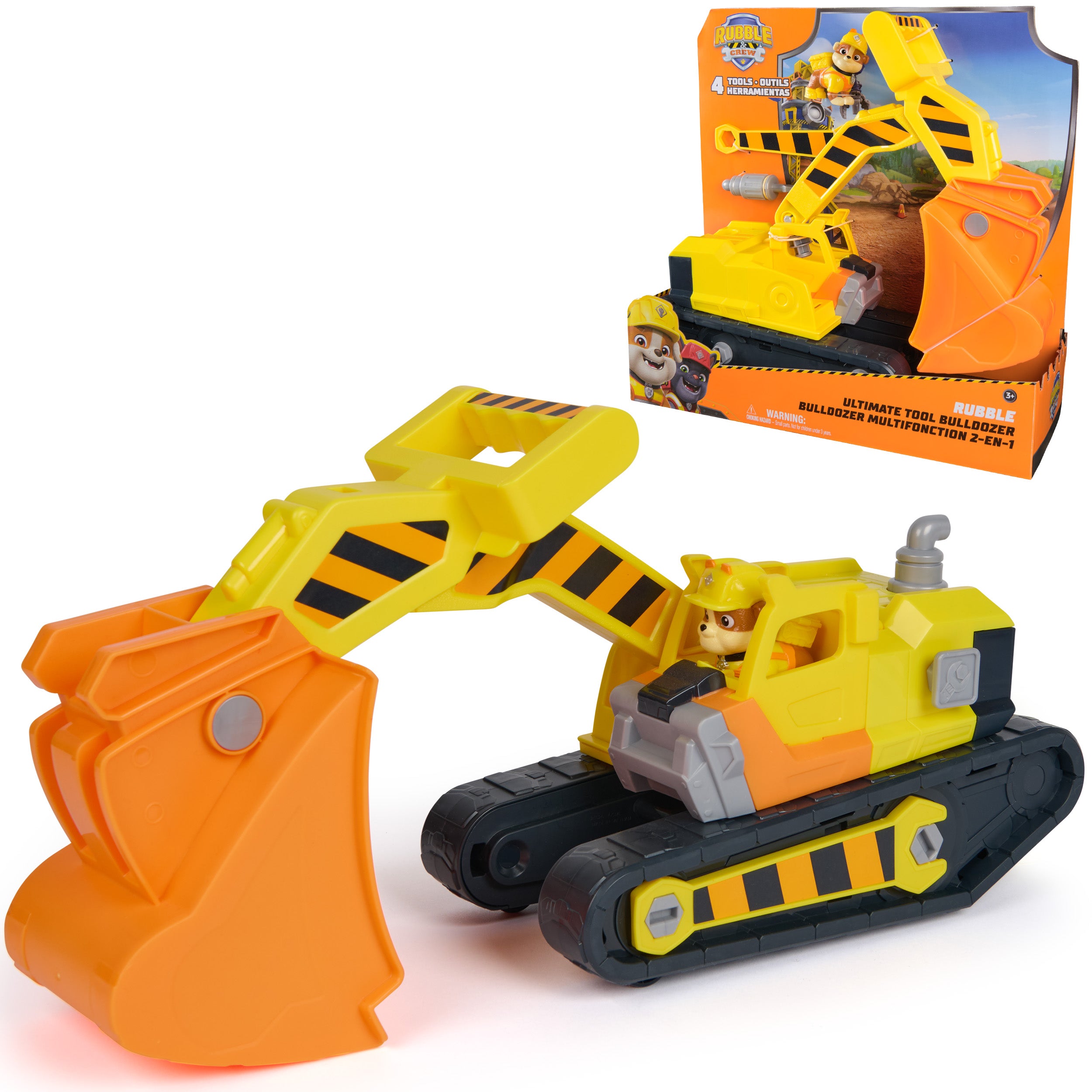 Rubble & Crew Rubble's Ultimate Tool Bulldozer Vehicle, Toy Truck with Action Figure, PAW Patrol Kids Toys for Boys & Girls Ages 3 and Up