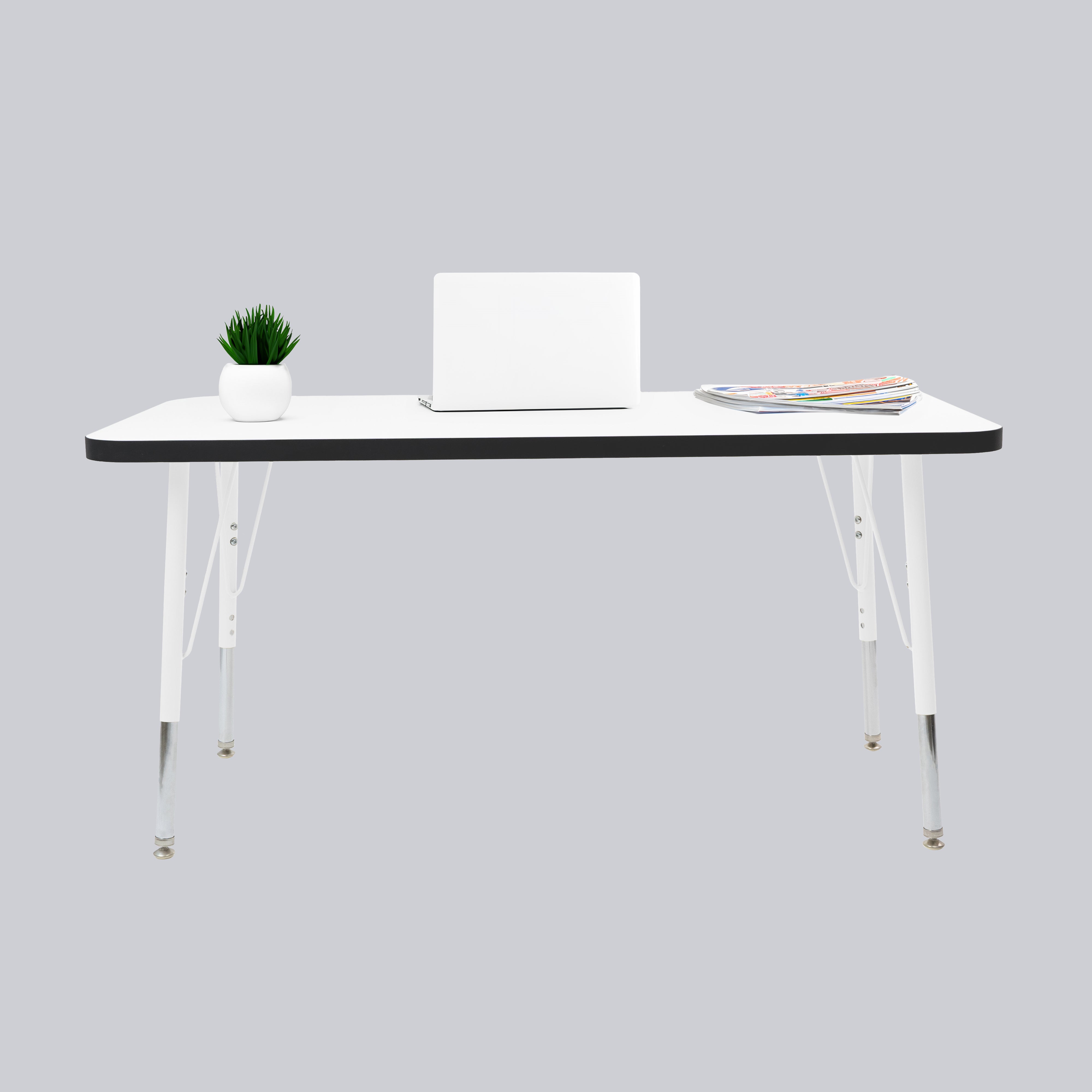 24" x 48" Rectangle Thermofused Activity Table with Adjustable Standard Swivel Glide Legs - White/Black/White