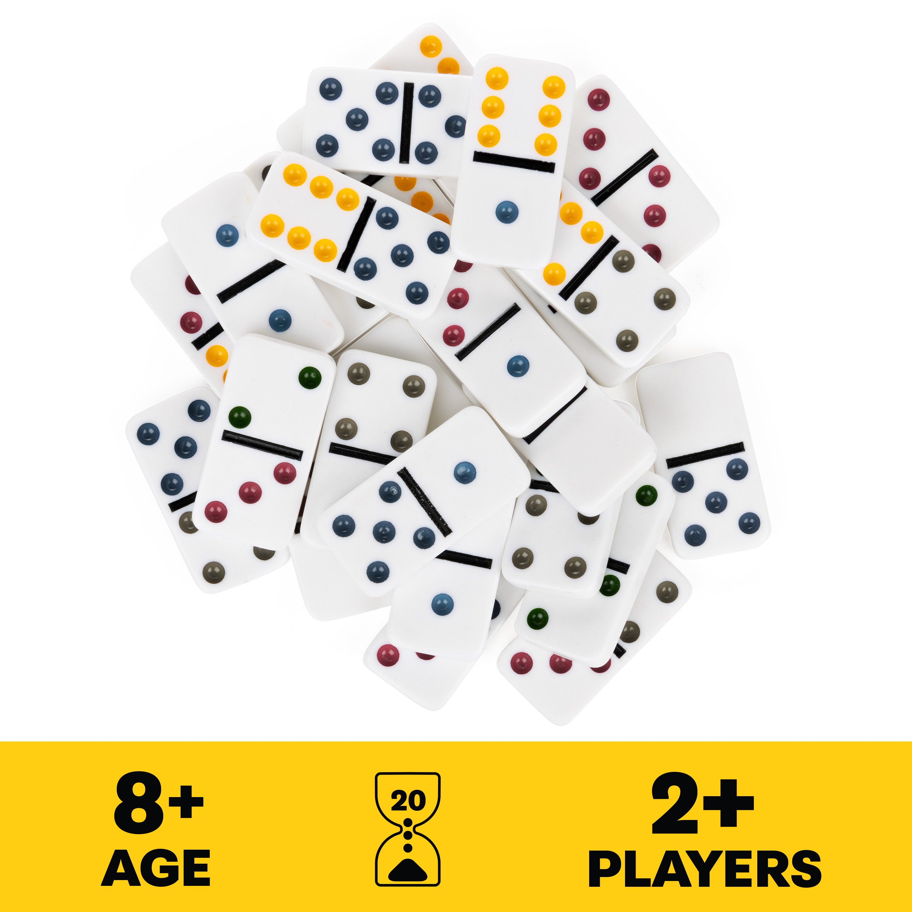 Spin Master Games, Mexican Train Dominoes Set in Aluminum Carry Case, Includes Colorful Trains for Fun-Filled Family Game Night, for Kids & Family, 2-8 Players, for Ages 8 & Up
