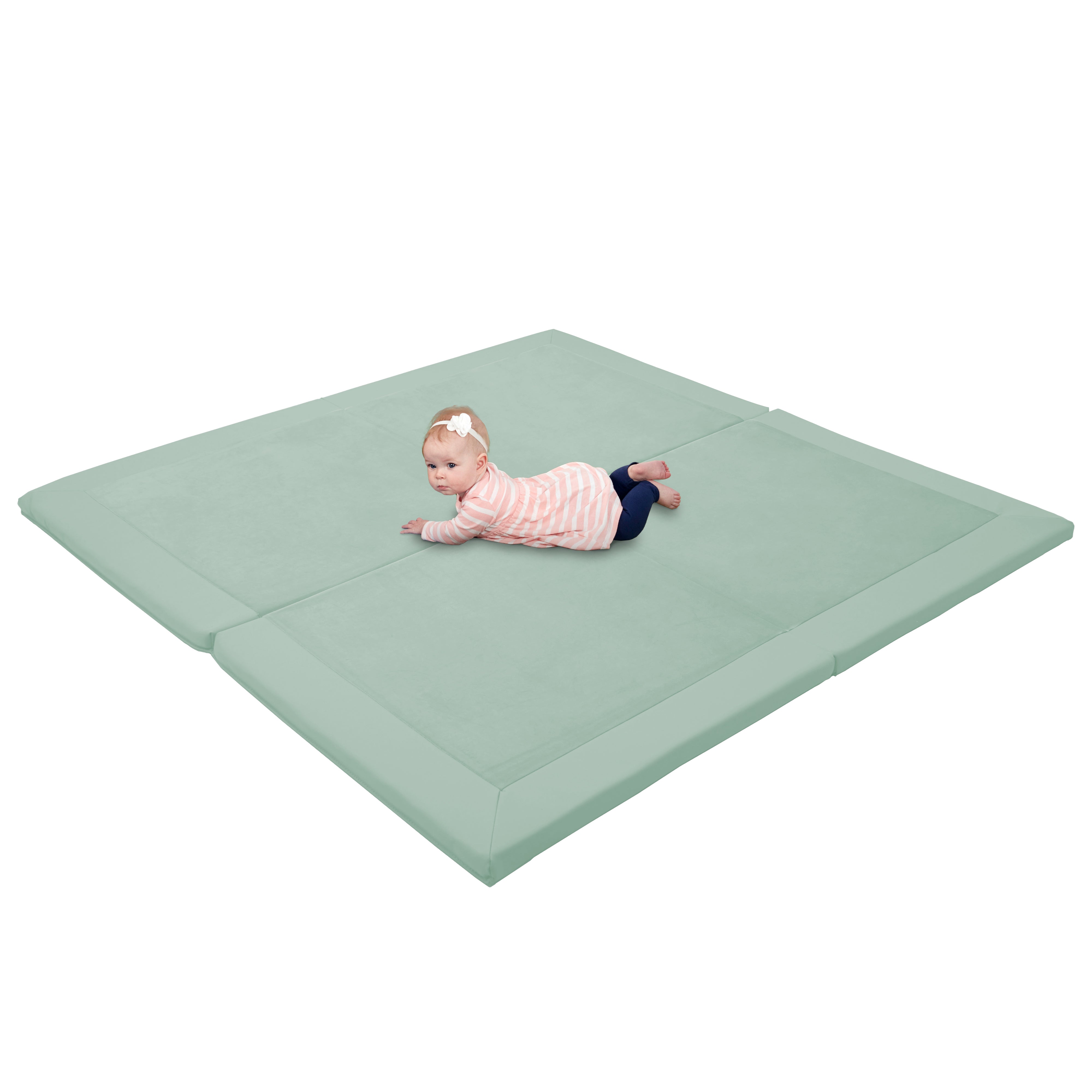 SoftScape Two-Texture Space Saver 4-Fold Toddler Activity Mat - Aloe
