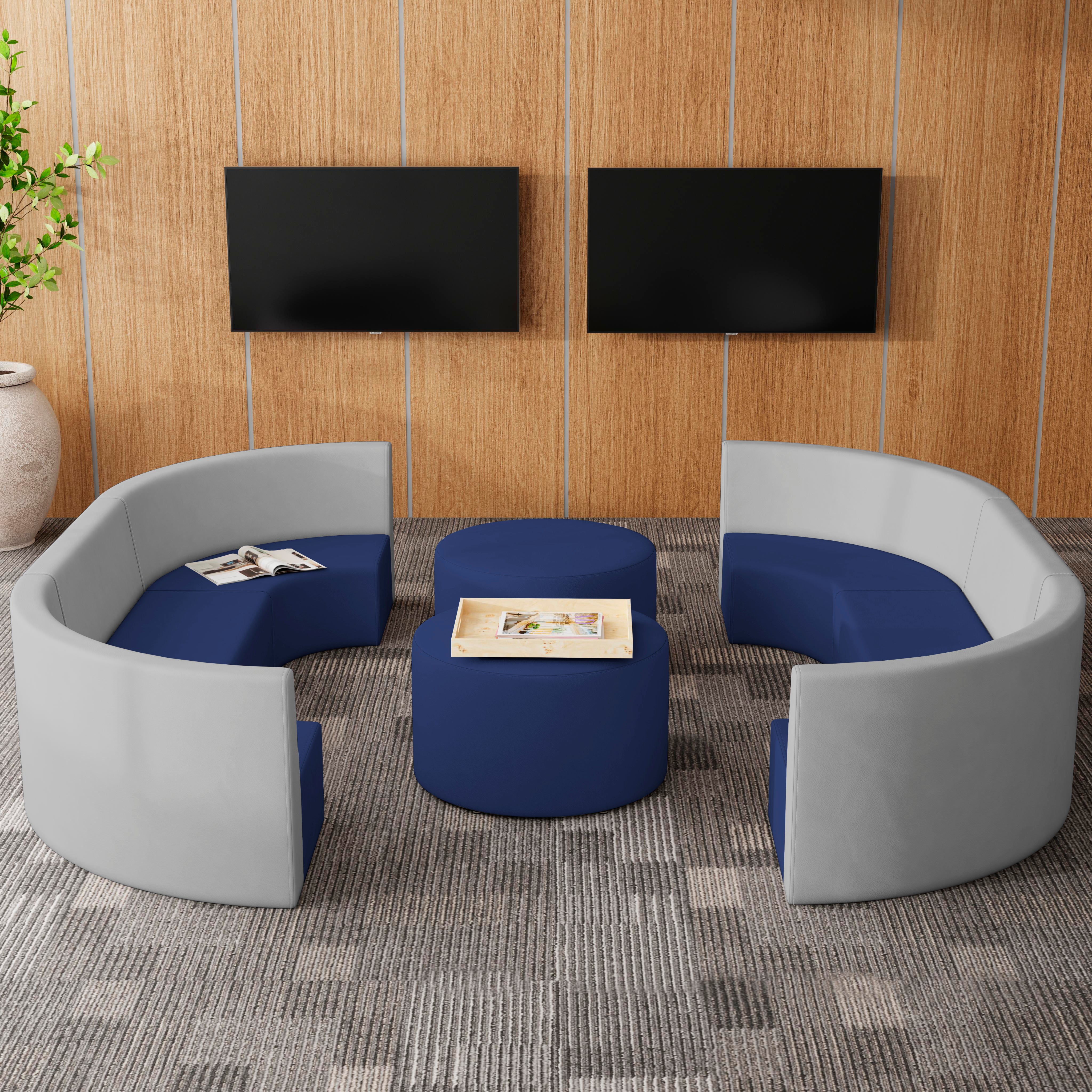 Pro Series Upholstered 30" Round Ottoman 18" Height - Navy