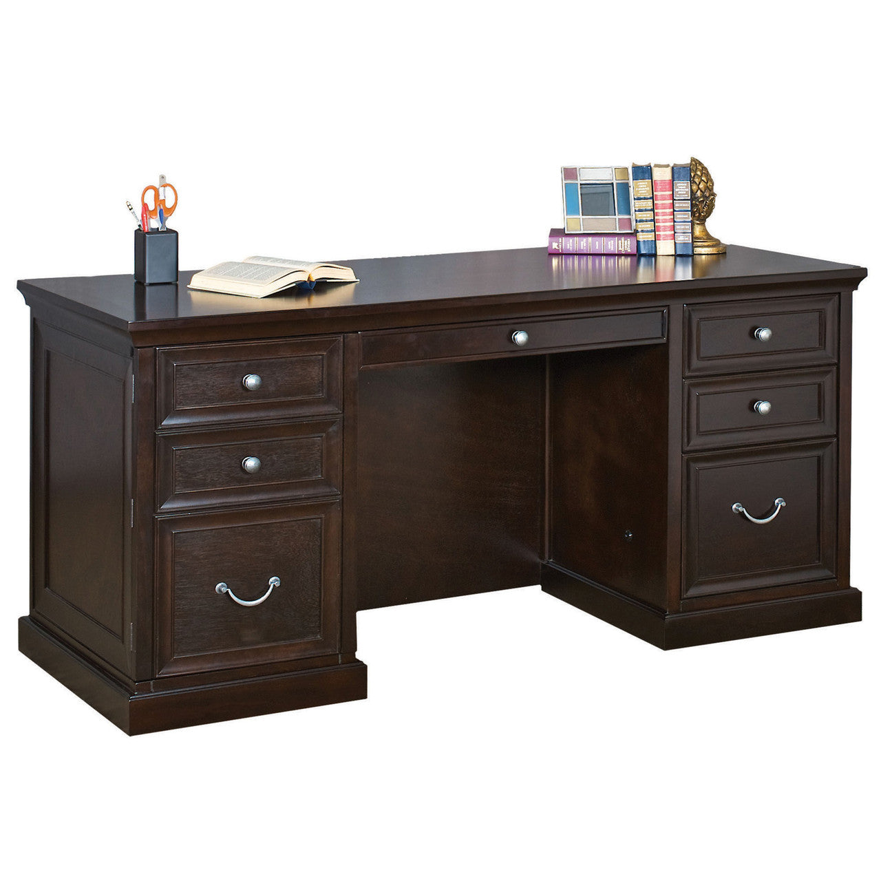 OfficeSource Markle Knee Space Credenza - Rich Espresso