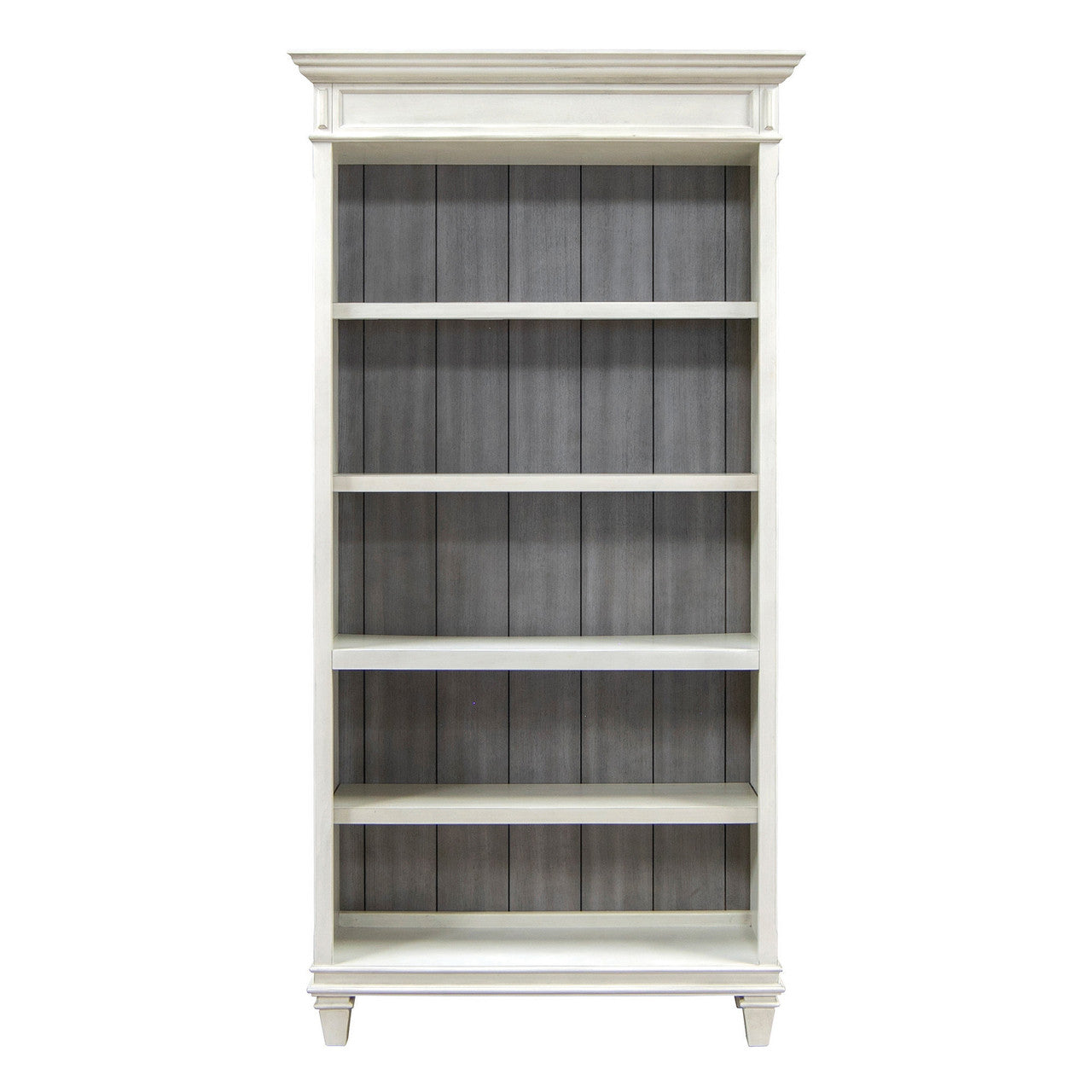 OfficeSource Refined Open Bookcase - 78''H X 40''W - Vintage Linen with Dry Gray Tops