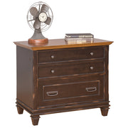 OfficeSource Refined 2 Drawer Lateral File 36"W - Vintage Black with Wood Plank Tops