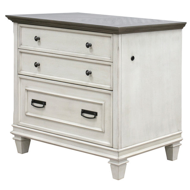 OfficeSource Refined 2 Drawer Lateral File 36"W - Vintage Linen with Dry Gray Tops