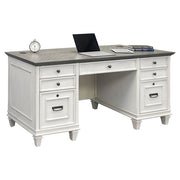 OfficeSource Refined 70"W Executive Desk - Vintage Linen with Dry Gray Tops