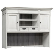 OfficeSource Refined Executive Hutch - 71"W - Vintage Linen with Dry Gray Tops