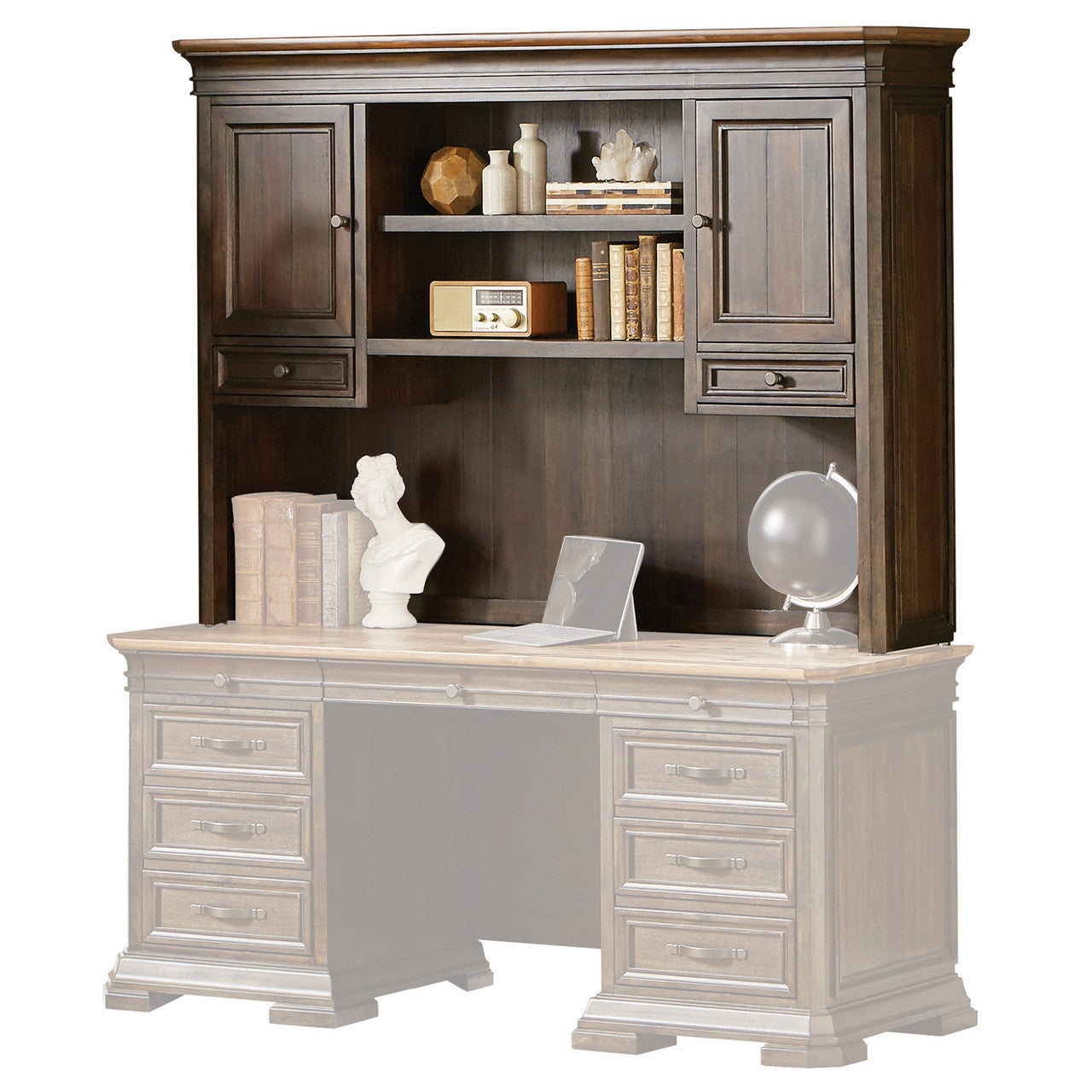 OfficeSource Westwood Executive Hutch - 68"W X 48"H - Dark Roast