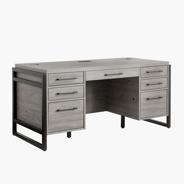 OfficeSource Artisan 66"W Executive Desk - Cement