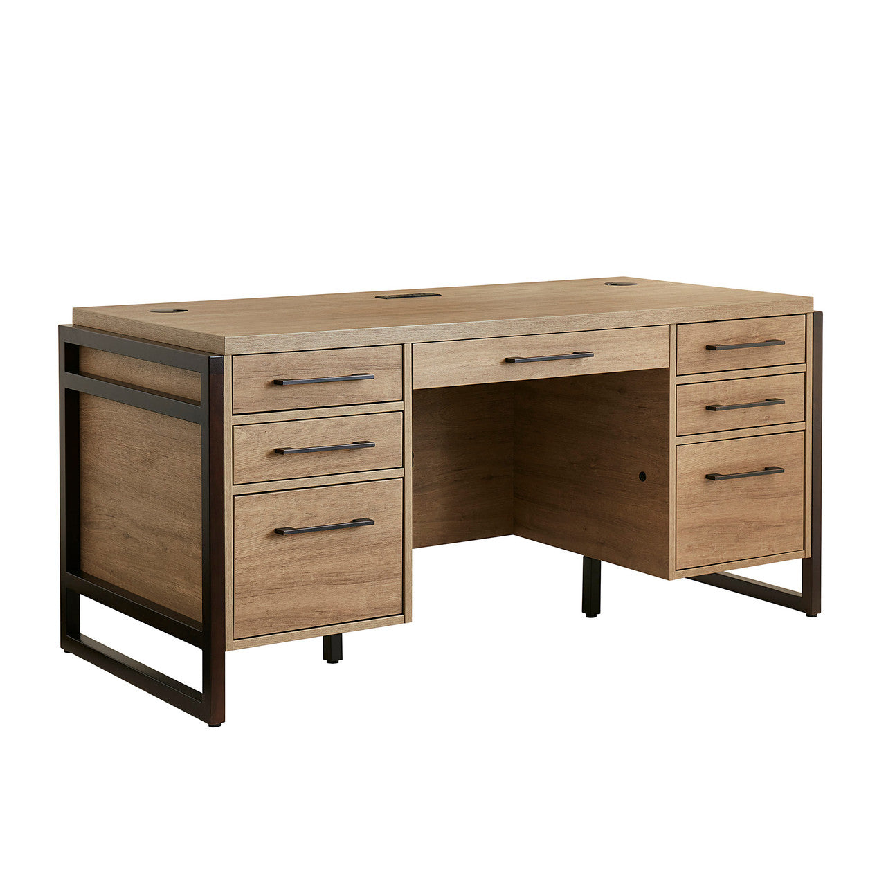 OfficeSource Artisan 66"W Executive Desk - Natural