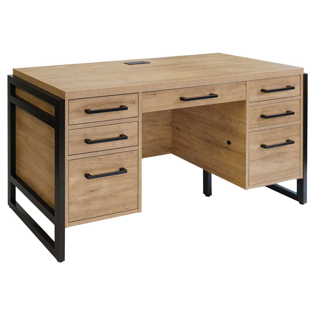 OfficeSource Artisan Knee Space Storage Credenza - Natural