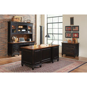 OfficeSource Refined Collection Typical - REFINED1 - Vintage Black with Wood Plank Tops