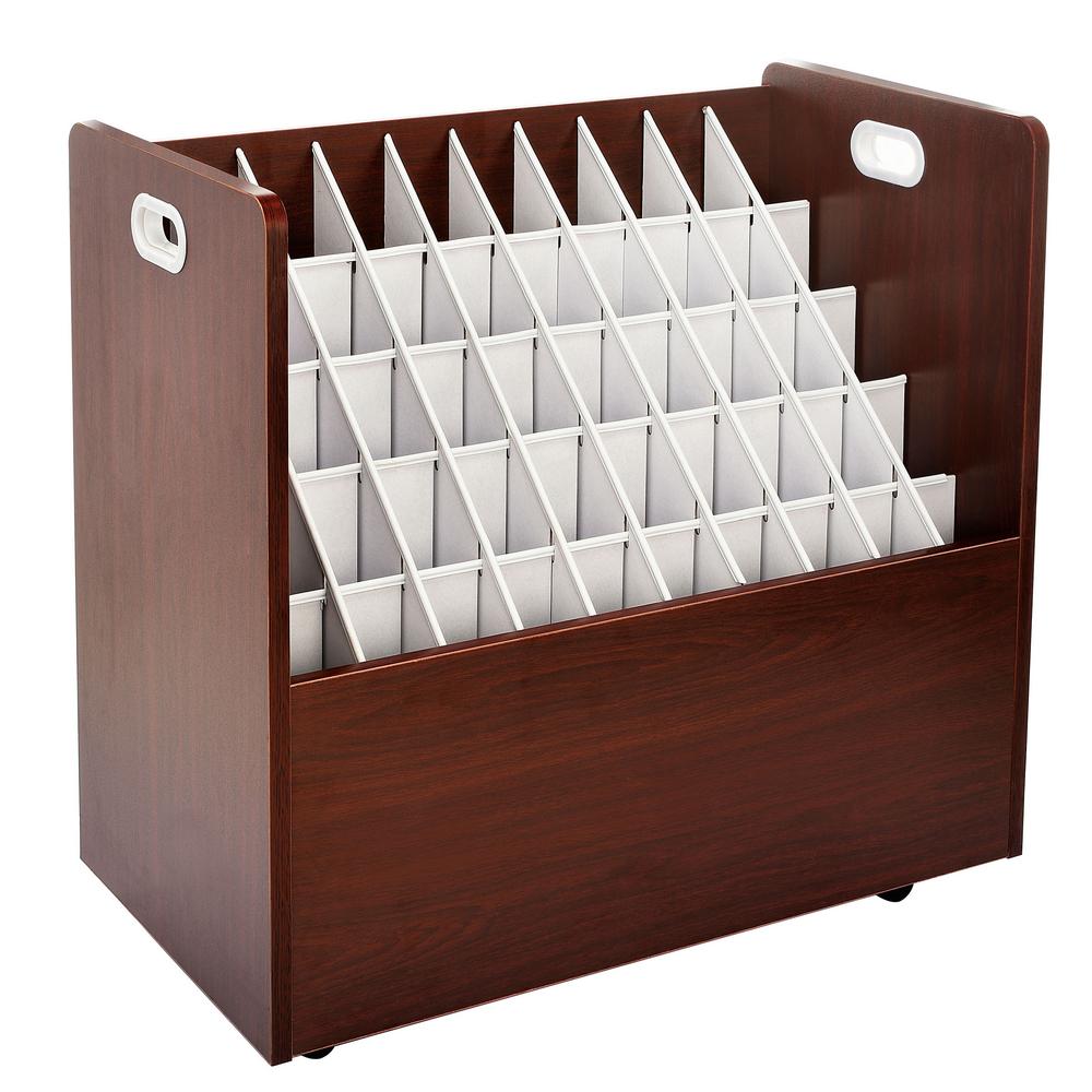 50-Slot Mobile Rolling Wood Blueprint Roll File Large Document Organizer
