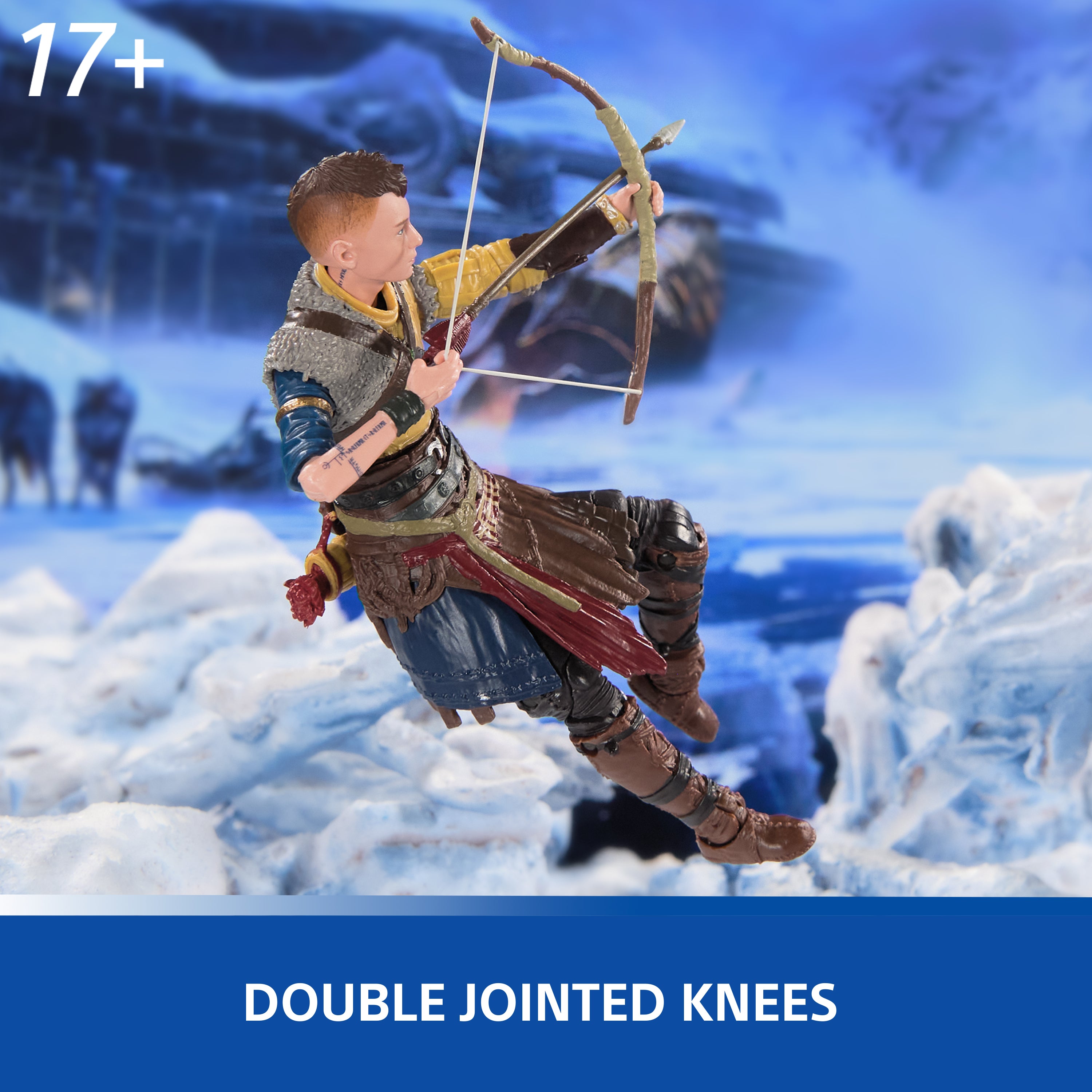 PlayStation God of War Ragnarok, 6” Atreus Action Figure with 4 Accessories, The Shapes Collection, For PS5 Fans & Collectors Ages 17+