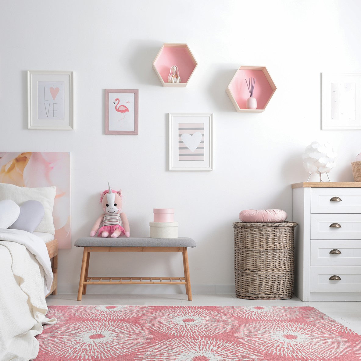 Make A Wish 7'8" x 10'9" area rug in color Blush