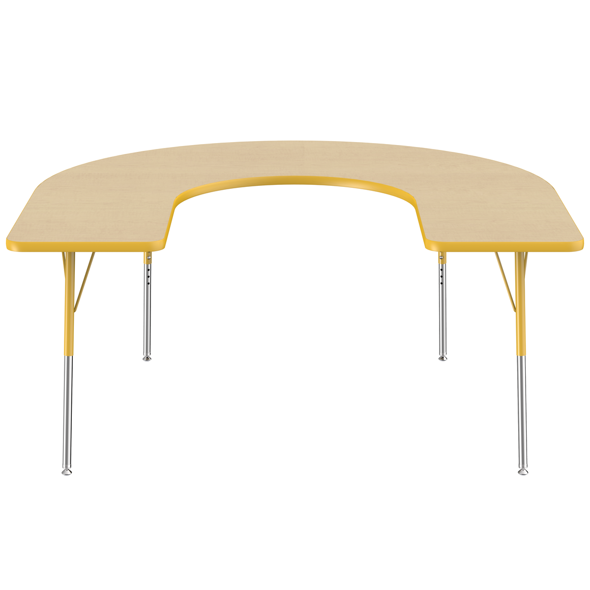 60" x 66" Horseshoe T-Molding Activity Table with Adjustable Standard Swivel Glide Legs - Maple/Yellow