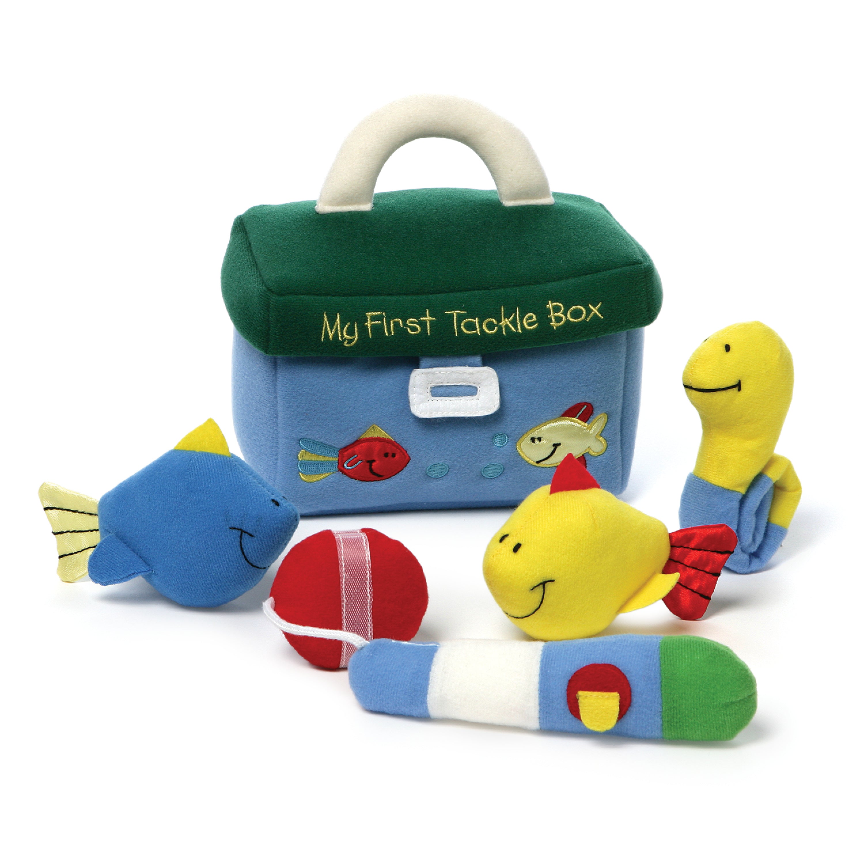 Baby GUND Play Soft Collection, My First Tackle Box 5-Piece Plush Playset with Rattle, Squeaker and Crinkle Plush Toys, Sensory Toy for Babies and Newborns, 8”