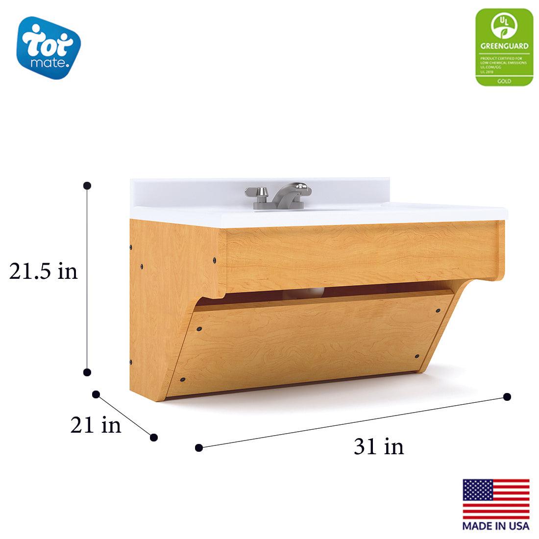 Single Wall Vanity, Ready-To-Assemble, Maple/Maple, 21.5"H x 31"W x 21"D