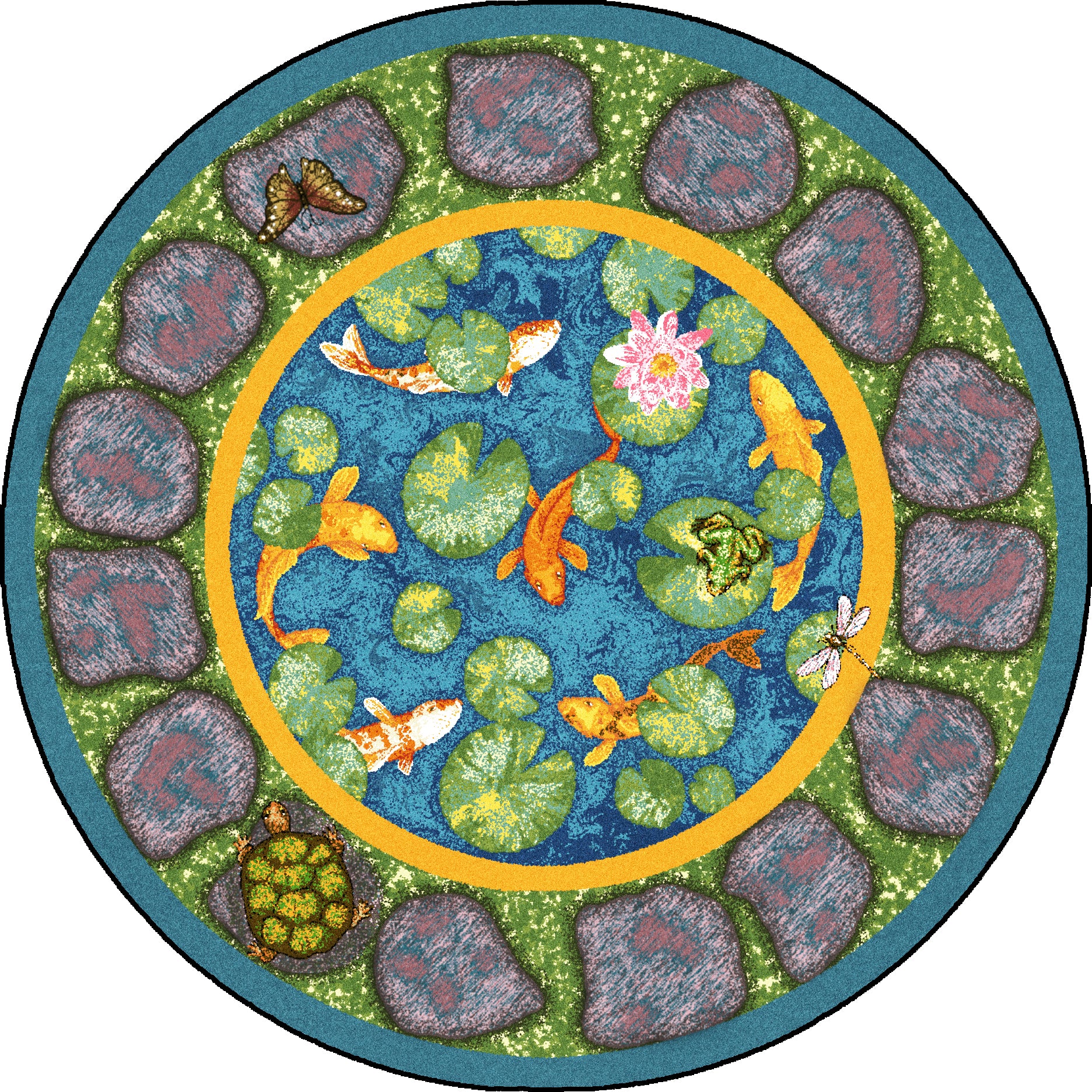 Maria's Garden 7'7" Round area rug in color Multi