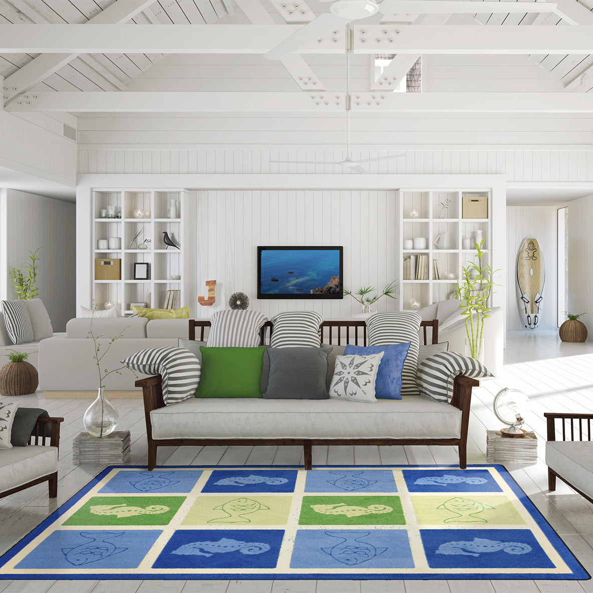 Marine Life 5'4" x 7'8" area rug in color Multi