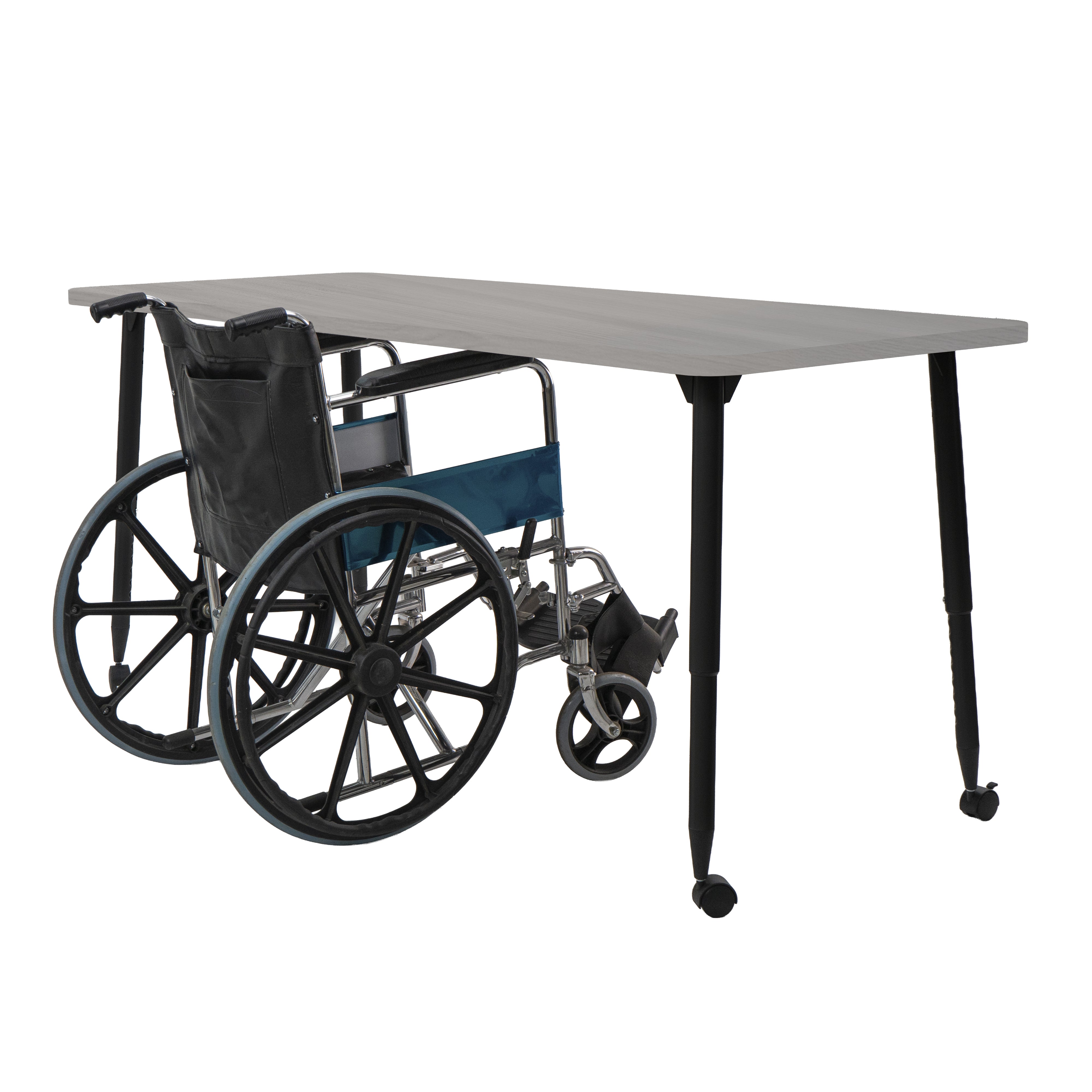 Adapte 30" x 72" Rectangle Woodgrain Activity Table with Adjustable Tapered Legs - Light Gray Wood/Black