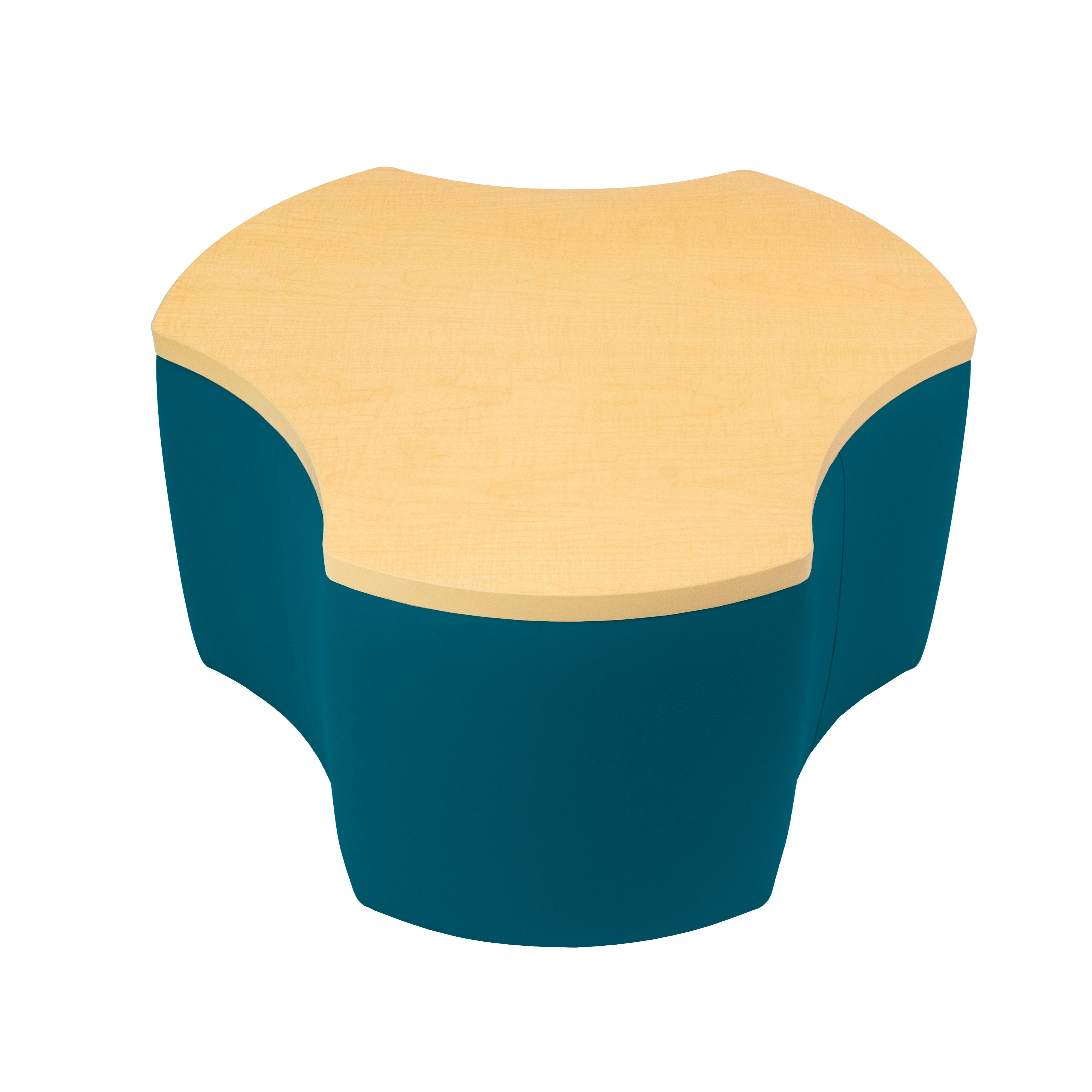 Pro Series Upholstered Cog Ottoman Table 18" Height - Teal/Maple
