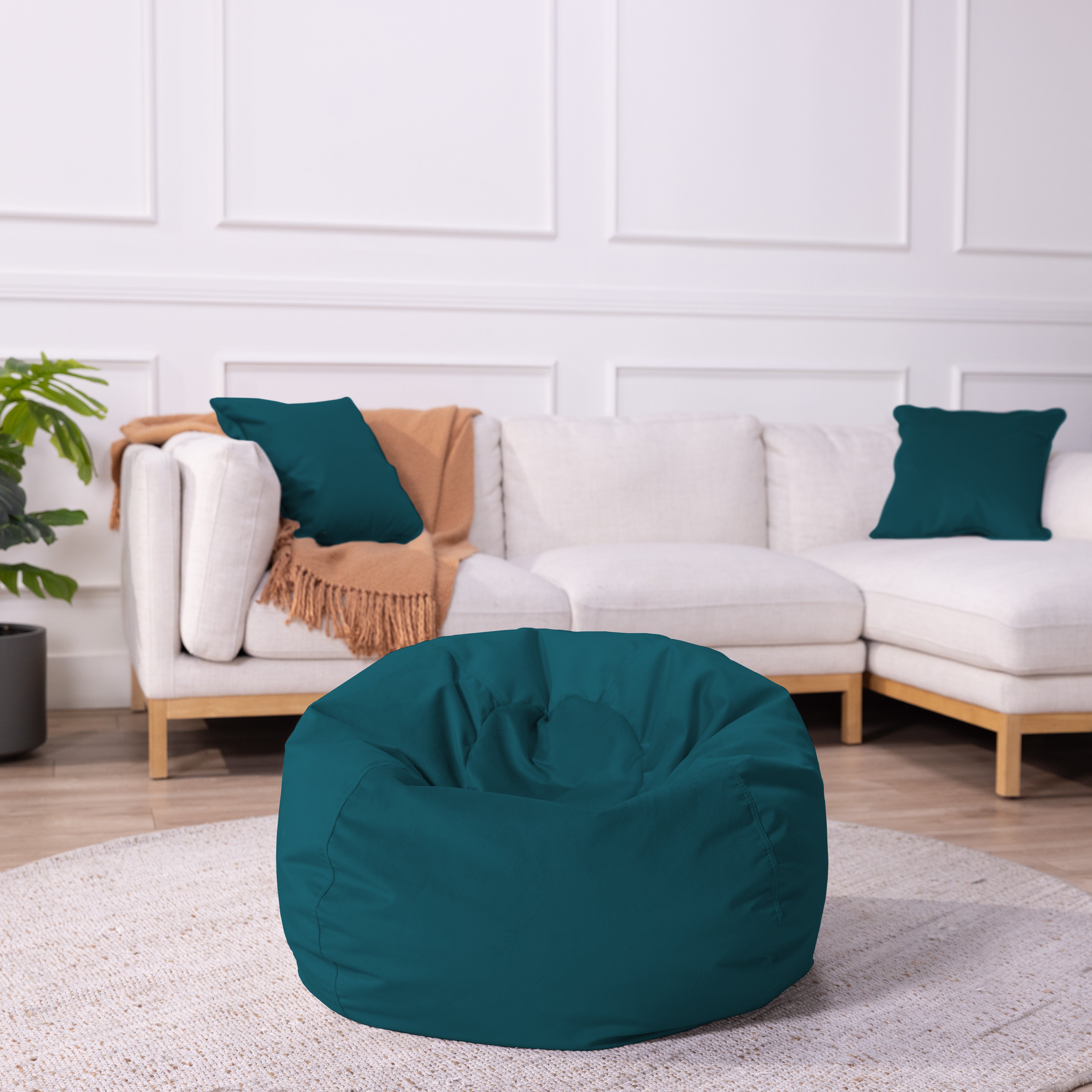 30" Round Velvety Bean Bag - Peacock