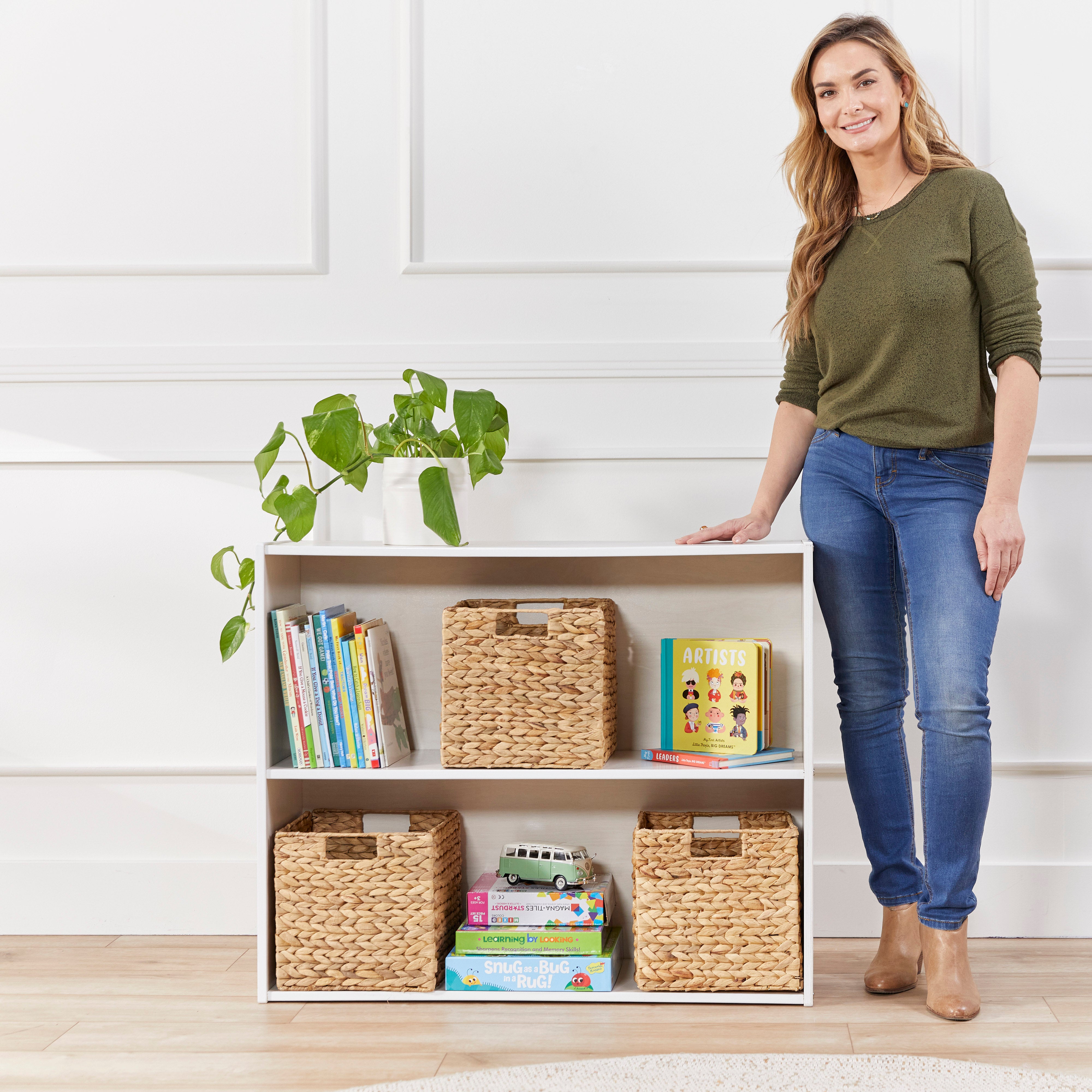 Streamline 2-Shelf Storage Cabinet with Back 30in H - White Wash