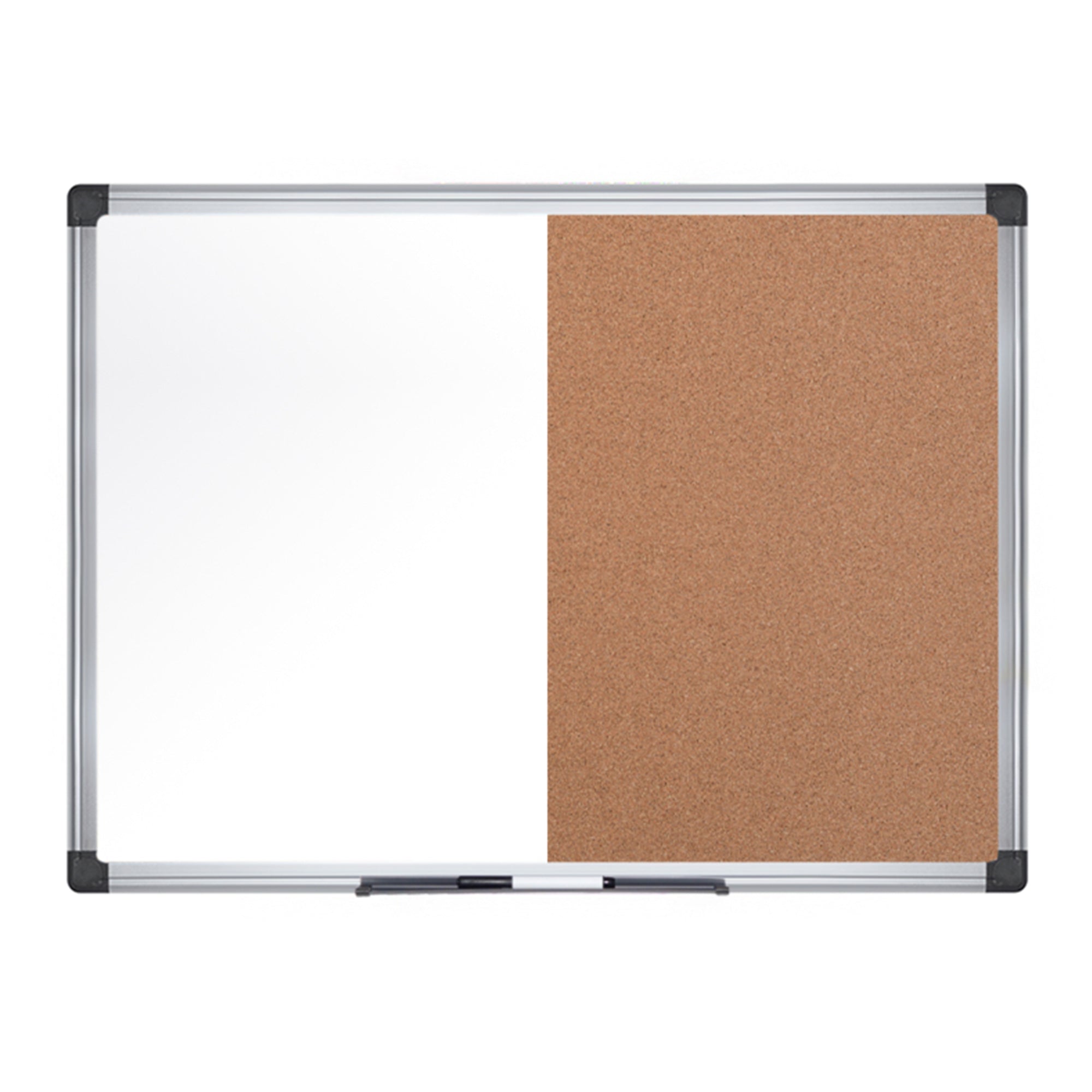 MasterVision Maya Silver Easy Clean & Cork 3"x4" Combo Board Aluminum Frame