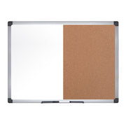 MasterVision Maya Silver Easy Clean & Cork 2"x3" Combo Board Aluminum Frame