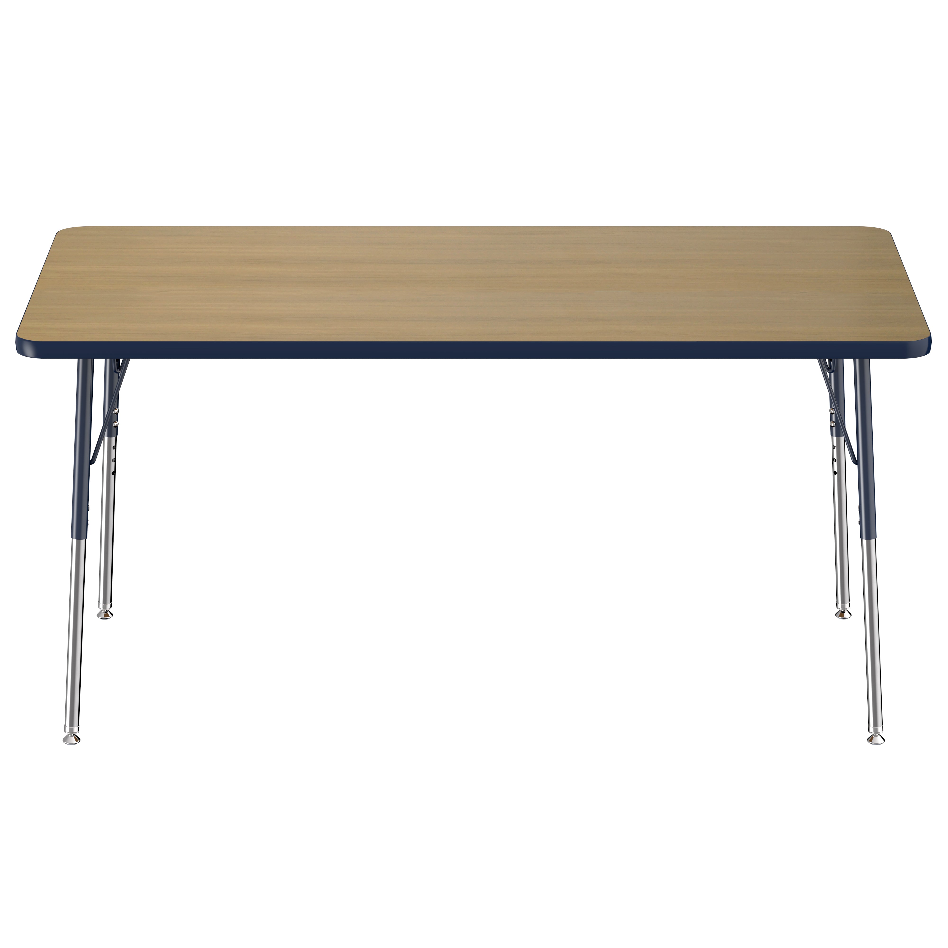 30" x 60" Rectangle Thermofused Activity Table with Adjustable Standard Swivel Glide Legs - Pasadena Oak/Navy