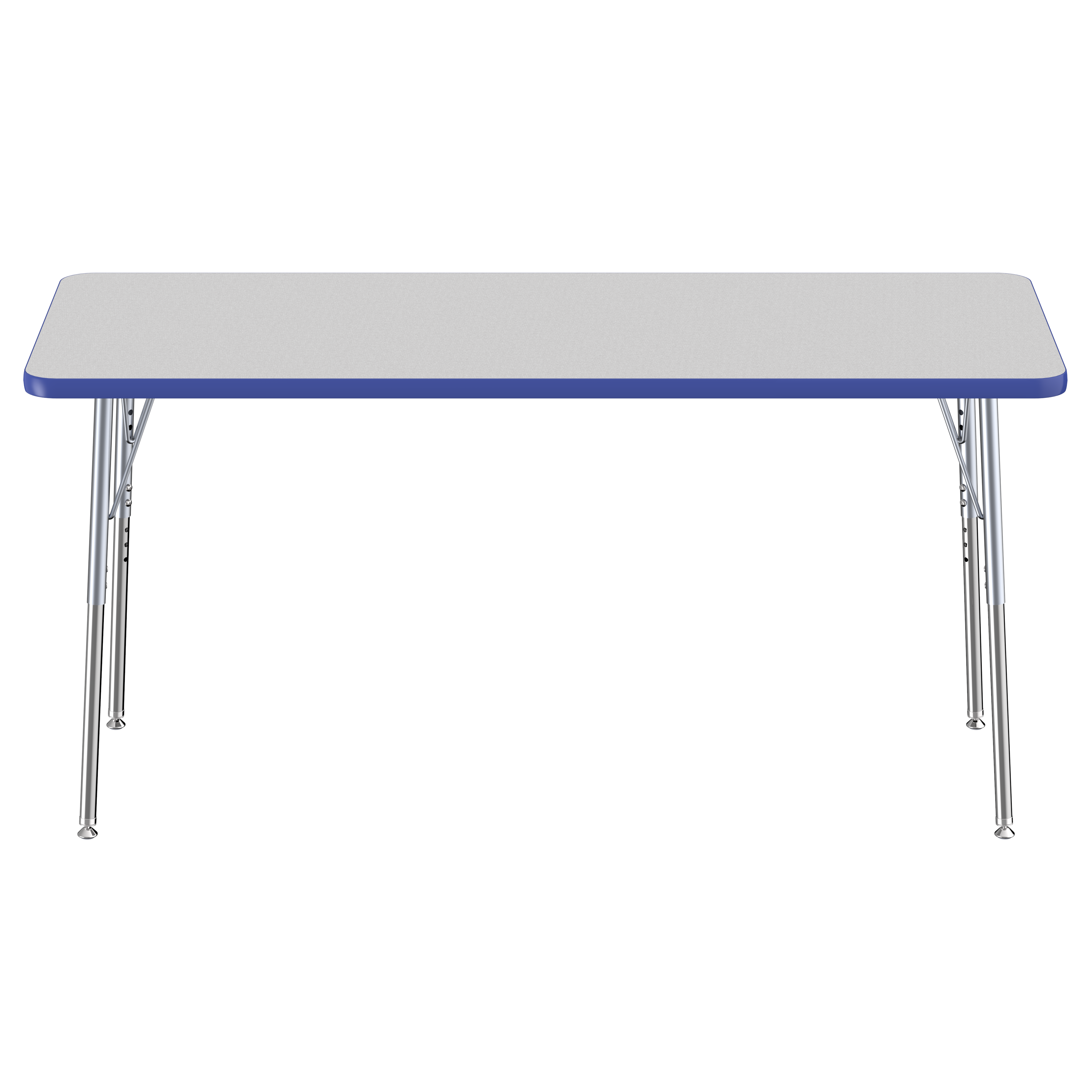 24" x 60" Rectangle T-Molding Activity Table with Adjustable Standard Swivel Glide Legs - Gray/Blue/Silver
