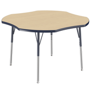 48" x 48" Clover T-Molding Activity Table with Adjustable Standard Swivel Glide Legs - Maple/Navy