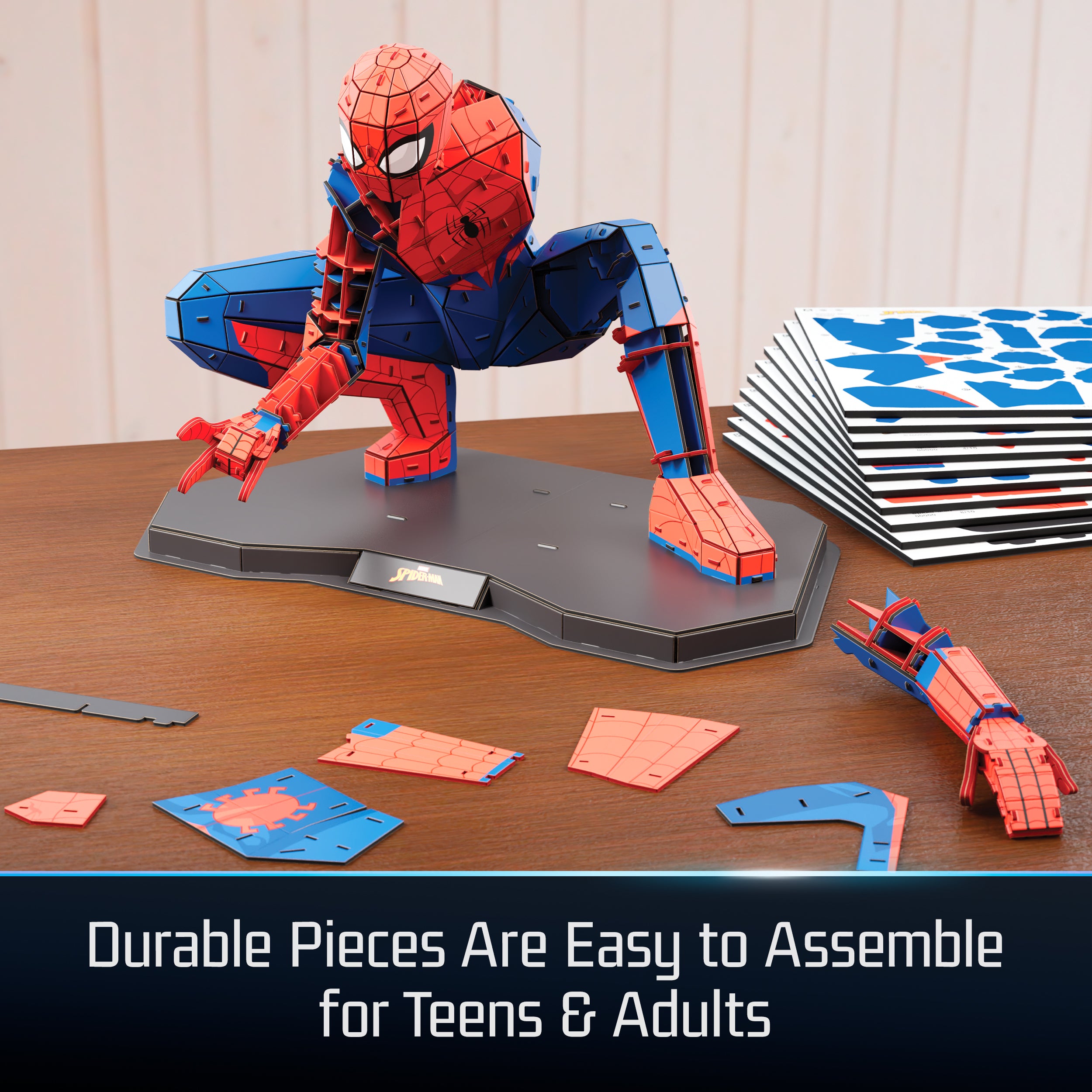 4D Build, Marvel Spider Man 3D Puzzle Model Kit Full-Body Pose, Desk Décor, Adult Puzzles, Building Toys, 3D Puzzles for Adults & Teens, Marvel Collectibles, 195 Pieces, for Ages 12 & Up