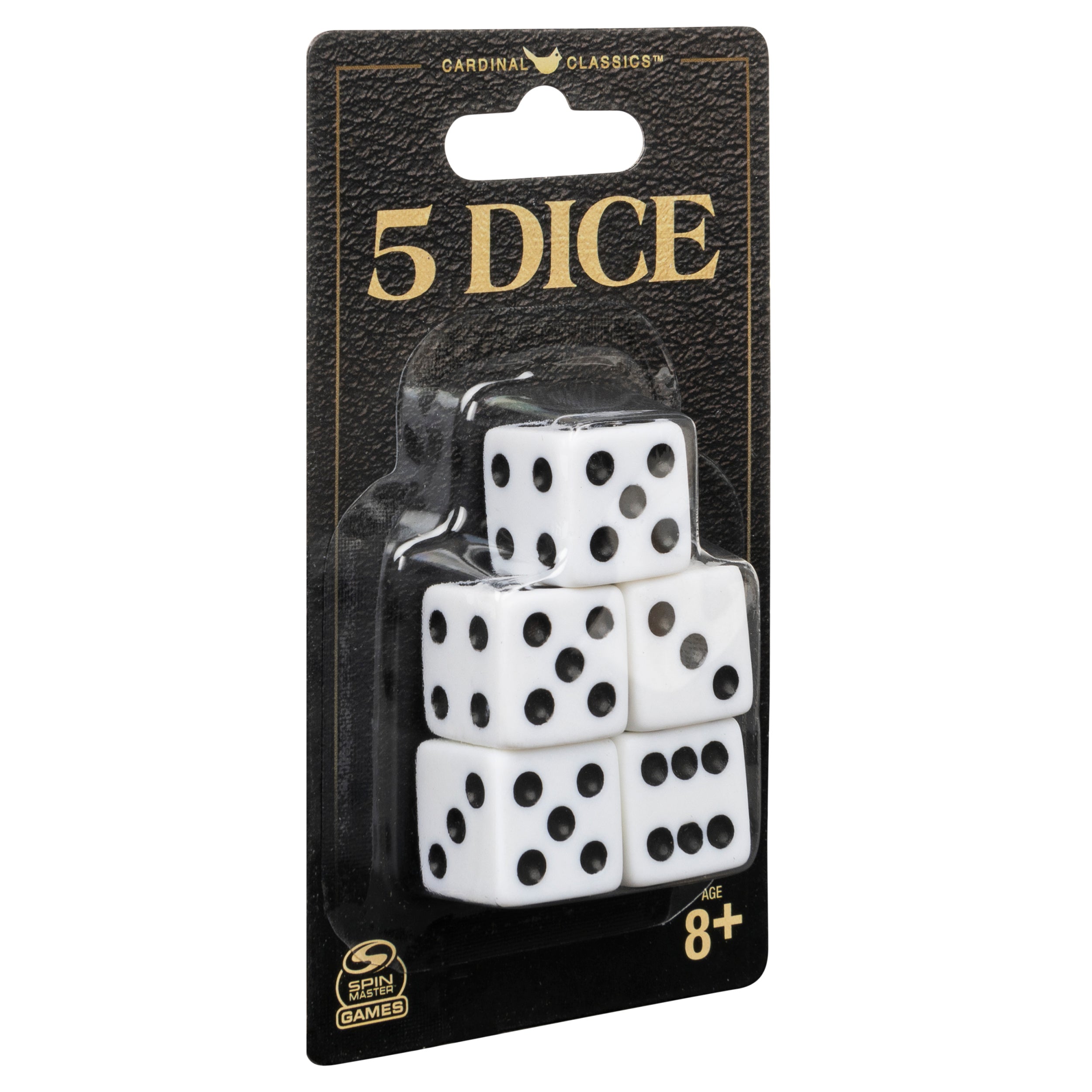 Spin Master Games, Cardinal Classics, 5 Dice, White Replacement Dice for Board Games and Card Games, 5-pack Set